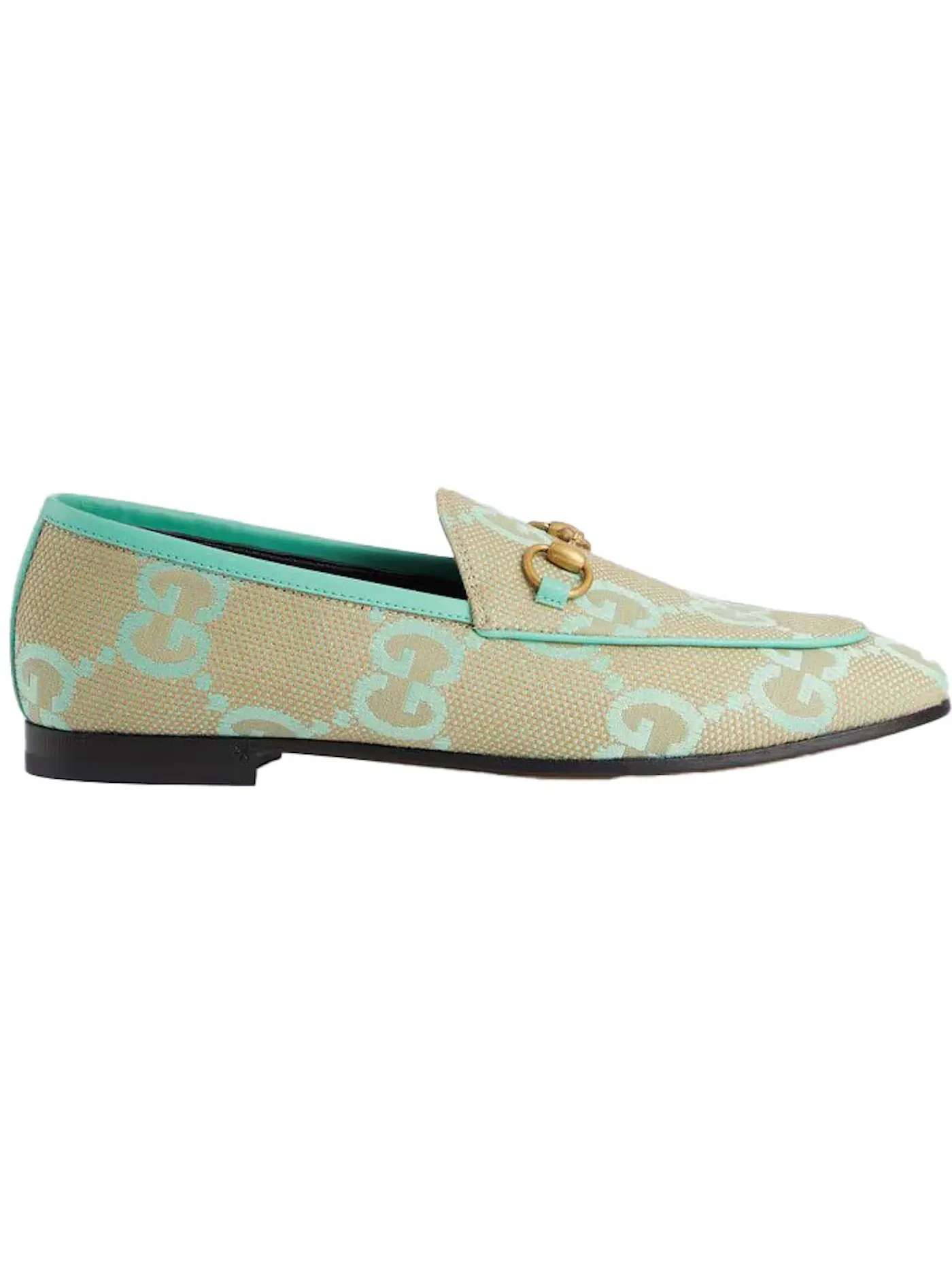 Лоферы женские Gucci Jordaan Jumbo GG, бежево-мятные