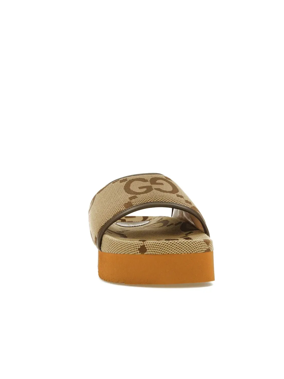 Шлепанцы Gucci Jumbo GG Platform Slide, с монограммой GG, Camel/Ebony — изображение 2 из 4