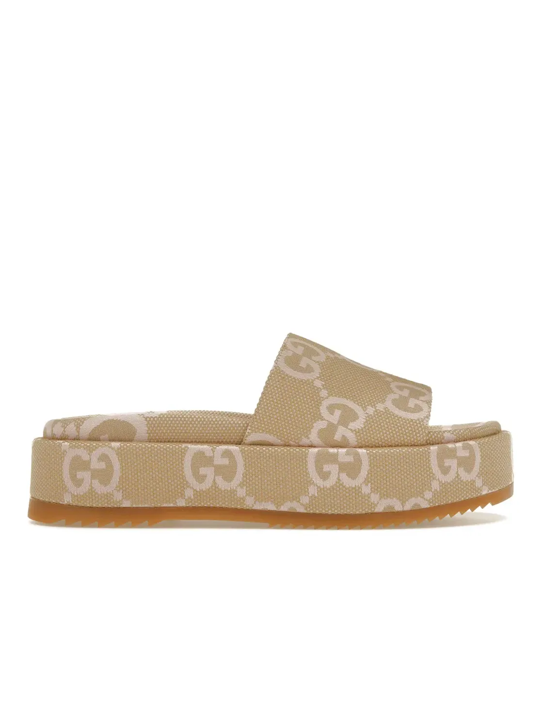 Сандалии-слайды Gucci Jumbo GG Platform Slide Sandal, на платформе, с принтом Jumbo GG