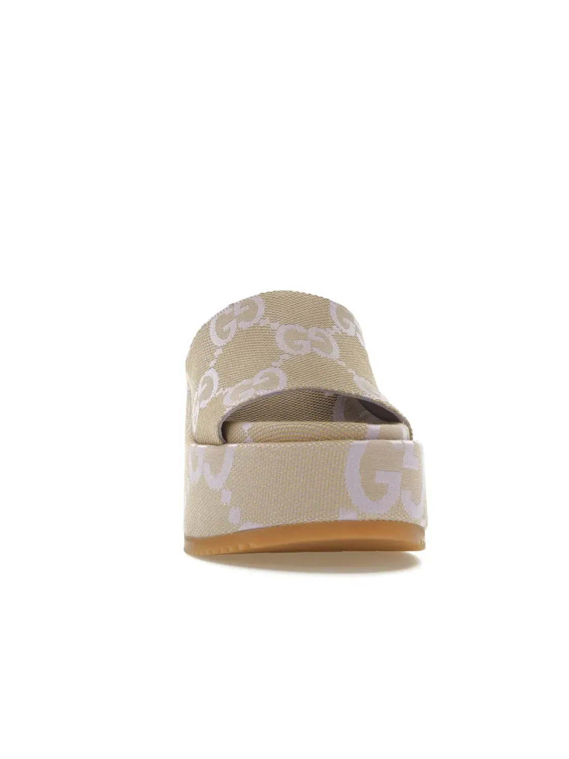 Сандалии-слайды Gucci Jumbo GG Platform Slide Sandal, на платформе, с принтом — изображение 2 из 4, бежевый/светлый синий