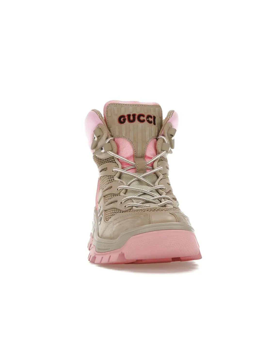 Ботинки женские Gucci Lace Up Ankle Boot, на шнуровке — изображение 2 из 4, бежевый розовый
