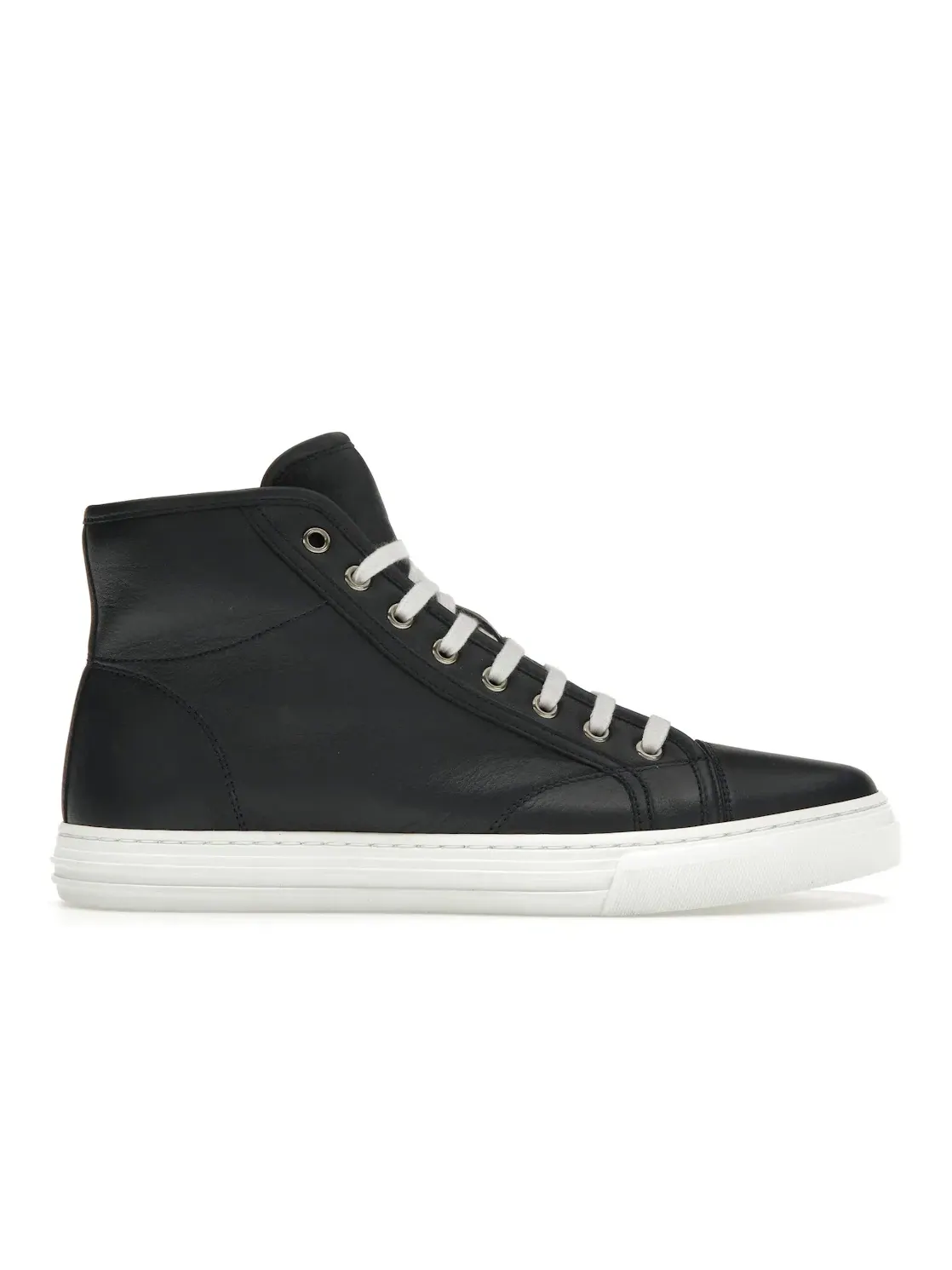 Кроссовки мужские высокие Gucci Leather High Top Sneaker, кожаные — изображение 1 из 4, темный/синий/белый