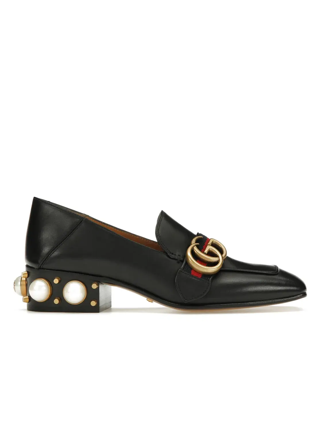 Лоферы женские Gucci на среднем каблуке, кожаные