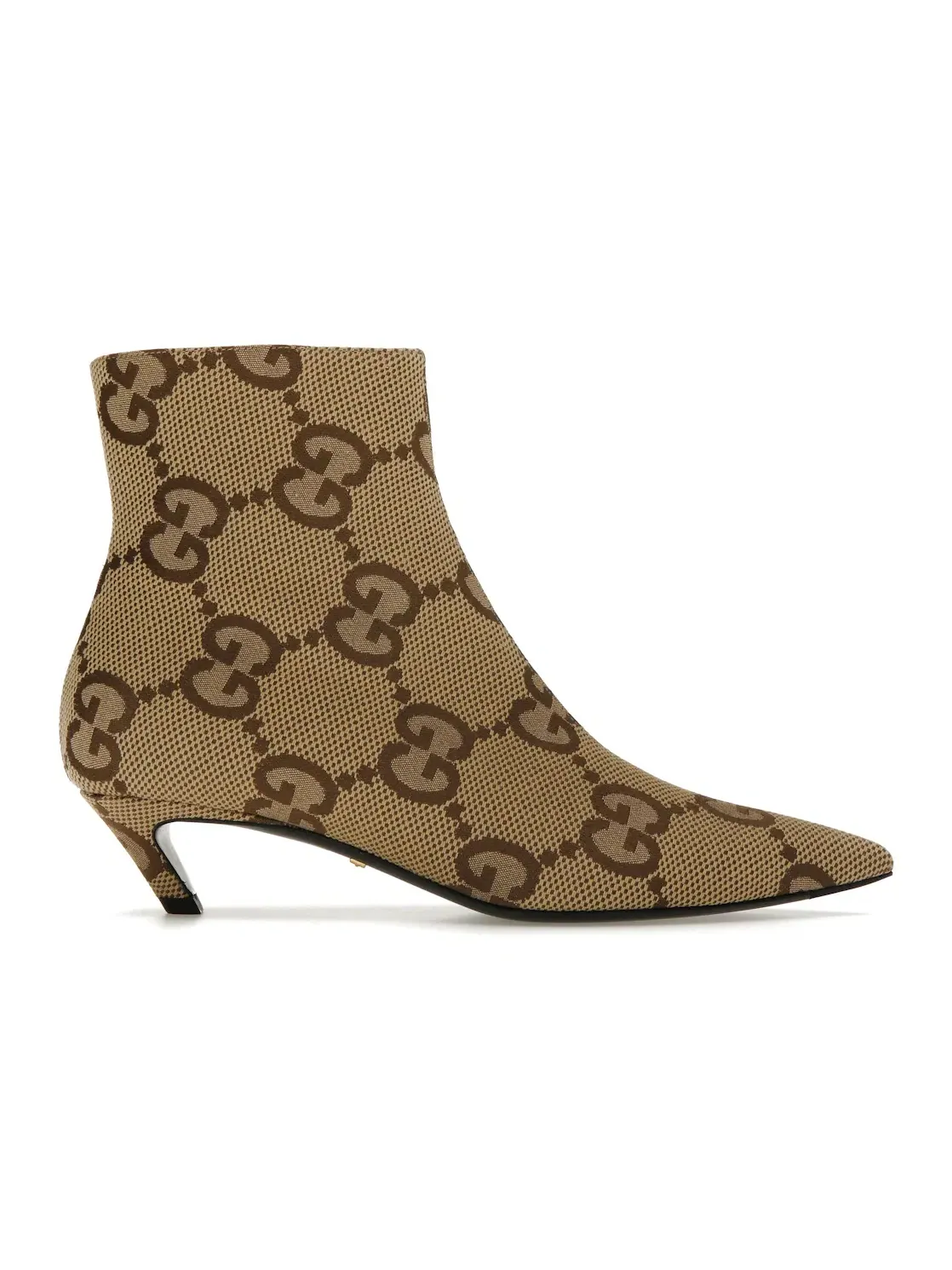 Ботинки женские Gucci на низком каблуке, кожаные — изображение 1 из 4, бежевый
