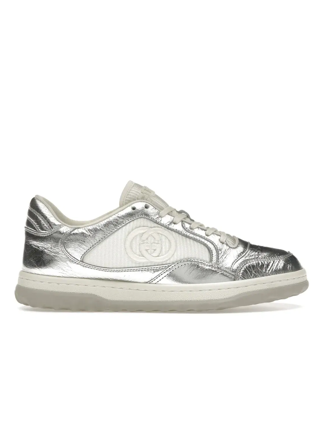 Кроссовки женские Gucci MAC80 Trainer, кожаные, текстильные, серебристые — изображение 1 из 4, серебряный
