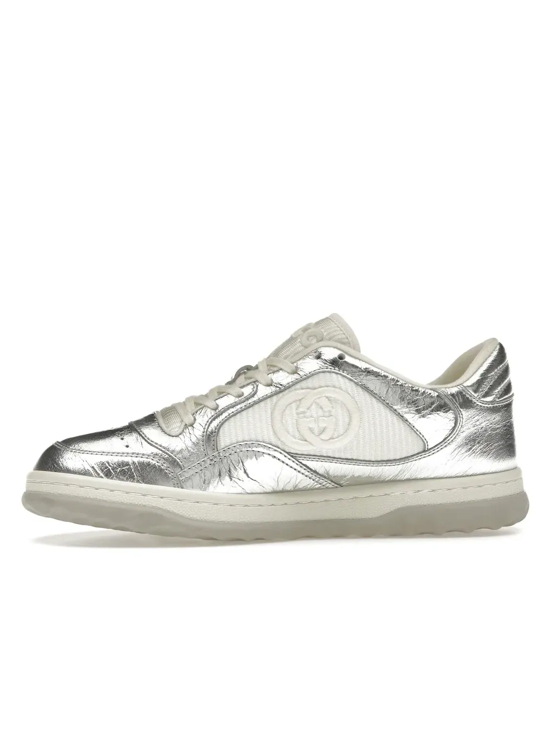 Кроссовки женские Gucci MAC80 Trainer, кожаные, текстильные, серебристые — изображение 3 из 4, серебряный