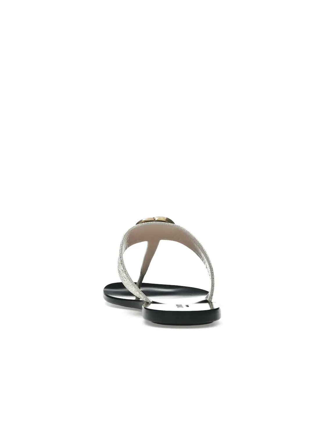 Сандалии-вьетнамки Gucci Marmont Thong Sandals, кожаные, платиновые — изображение 4 из 4, серебристый