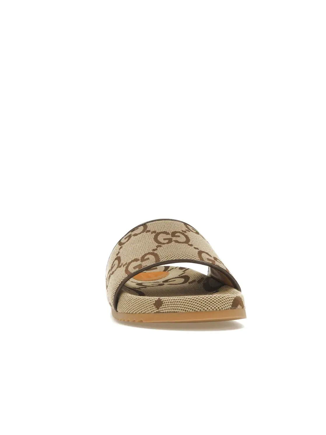 Шлепанцы Gucci maxi GG Canvas Slides, с принтом Gucci maxi GG, Camel/Ebony — изображение 2 из 4