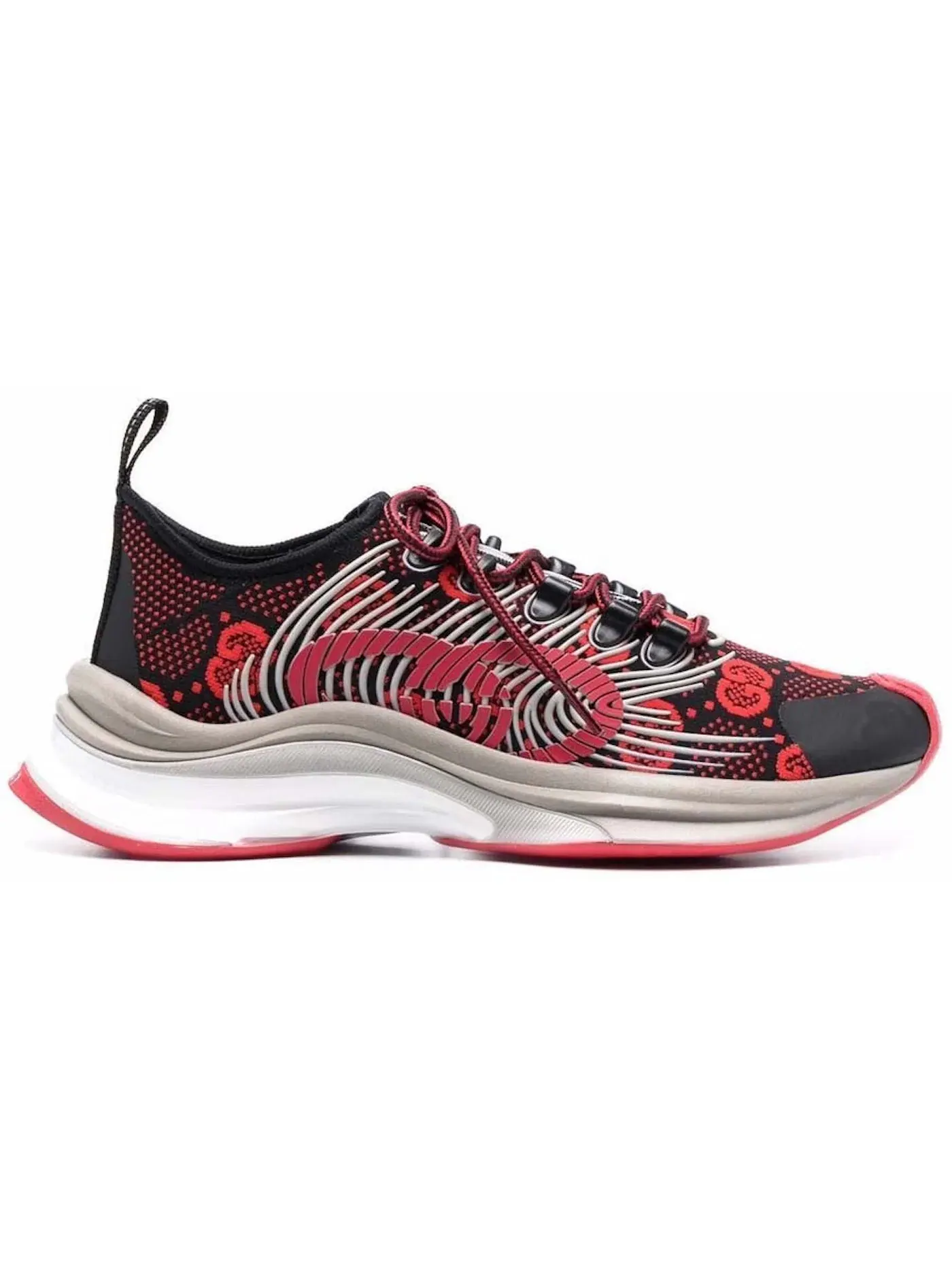 Кроссовки женские Gucci Monogram Sneakers — изображение 1 из 1, чёрный/красный