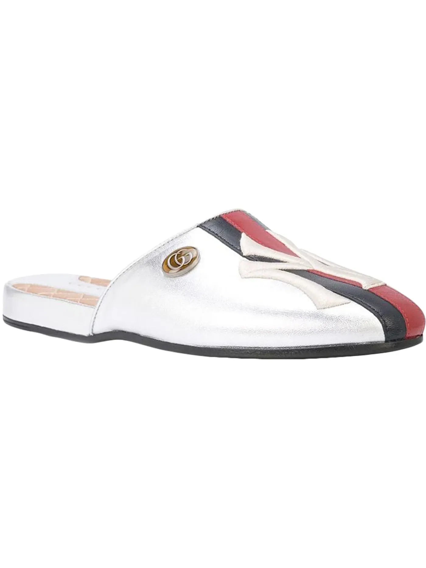 Мюли женские Gucci NY Yankee Slippers, кожаные — изображение 2 из 3, красный