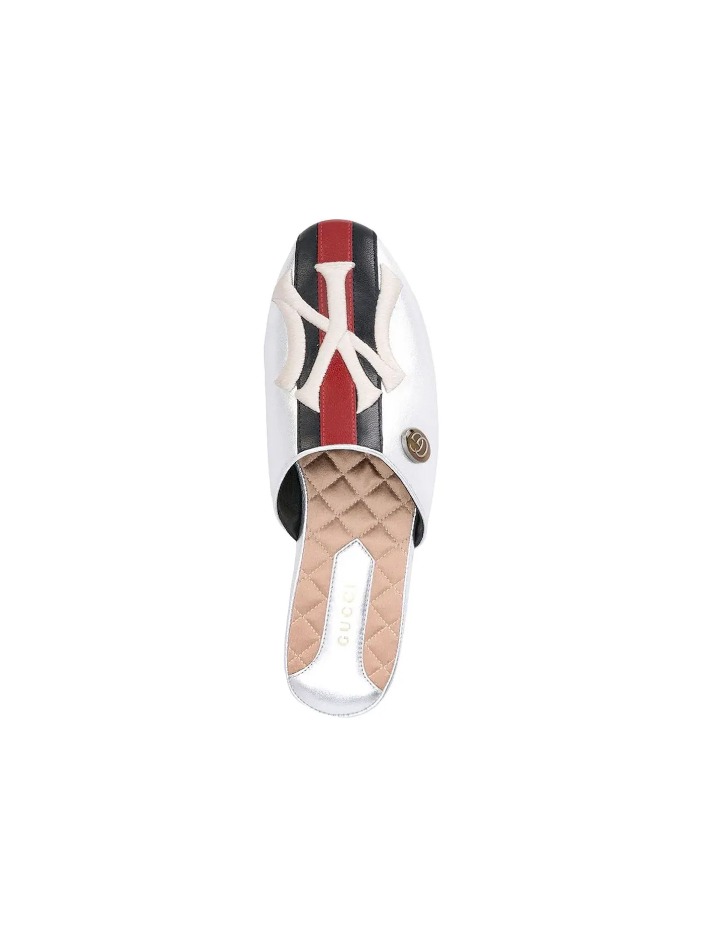 Мюли женские Gucci NY Yankee Slippers, кожаные — изображение 3 из 3, красный