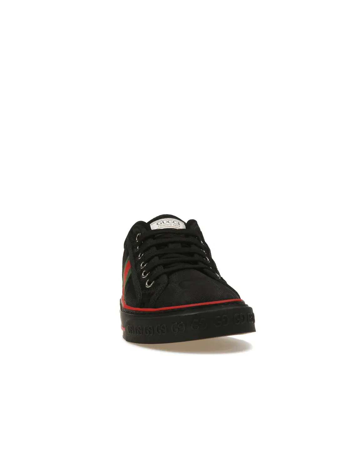 Кроссовки Gucci Tennis 1977 Low Off The Grid, с принтом GG, Черные с Зелено-Красной полосой — изображение 2 из 4