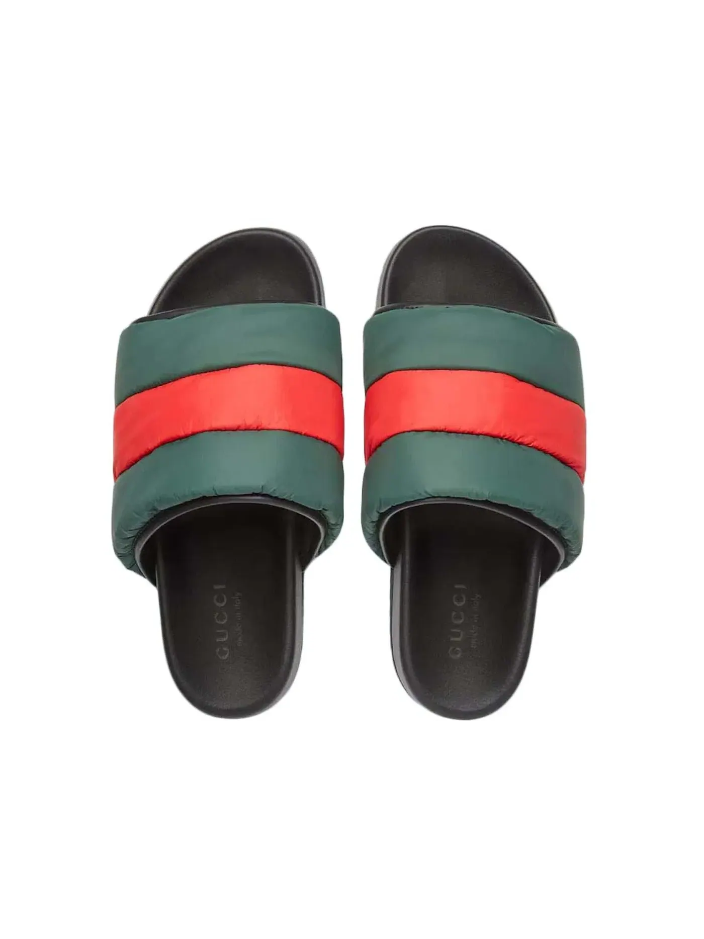 Шлепанцы мужские Gucci Padded Web Slide, с логотипом Web — изображение 2 из 2, красно-зеленый