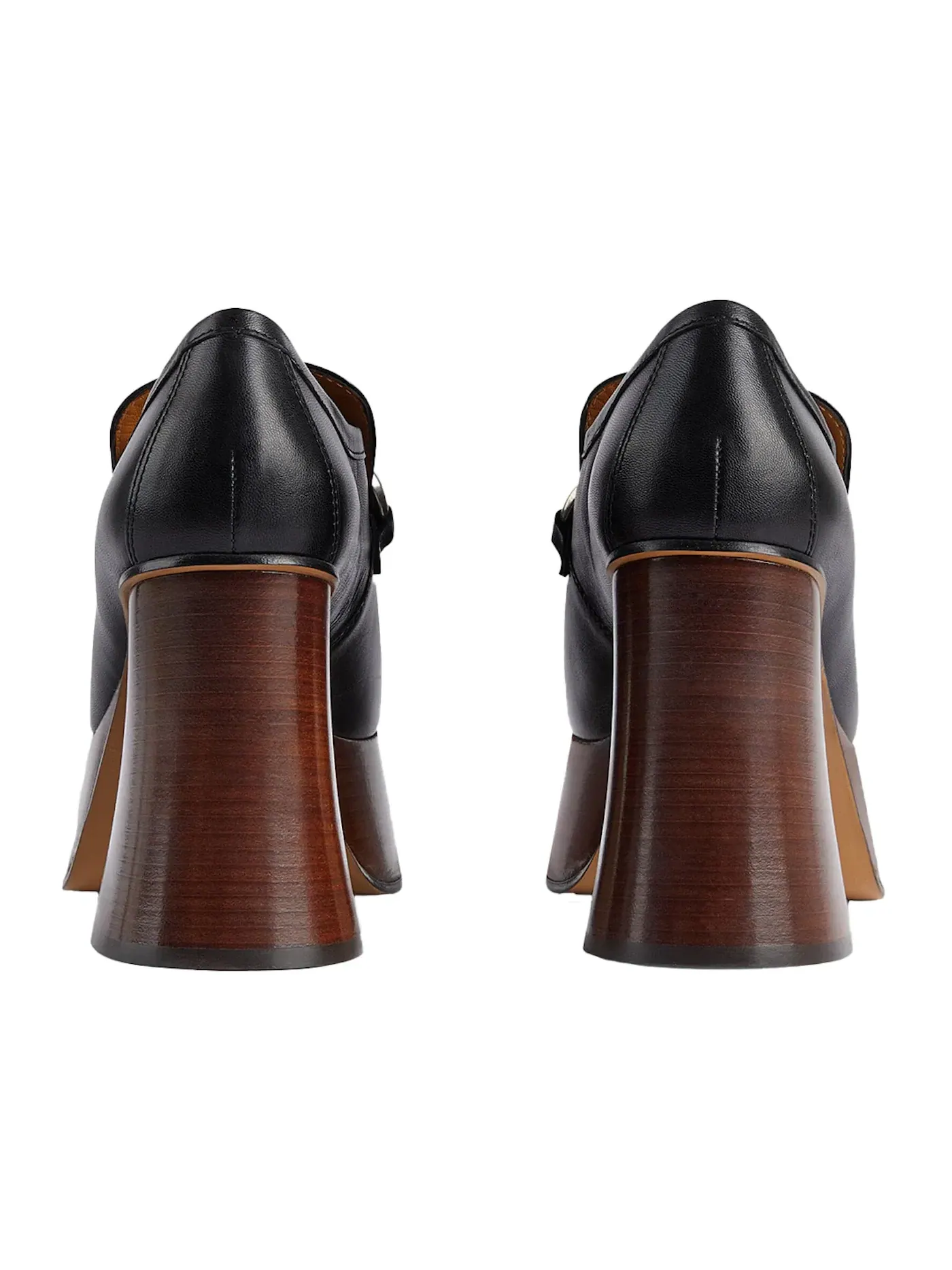 Лоферы женские Gucci Platform Horsebit Loafer на платформе, кожаные — изображение 3 из 4, черный/коричневый
