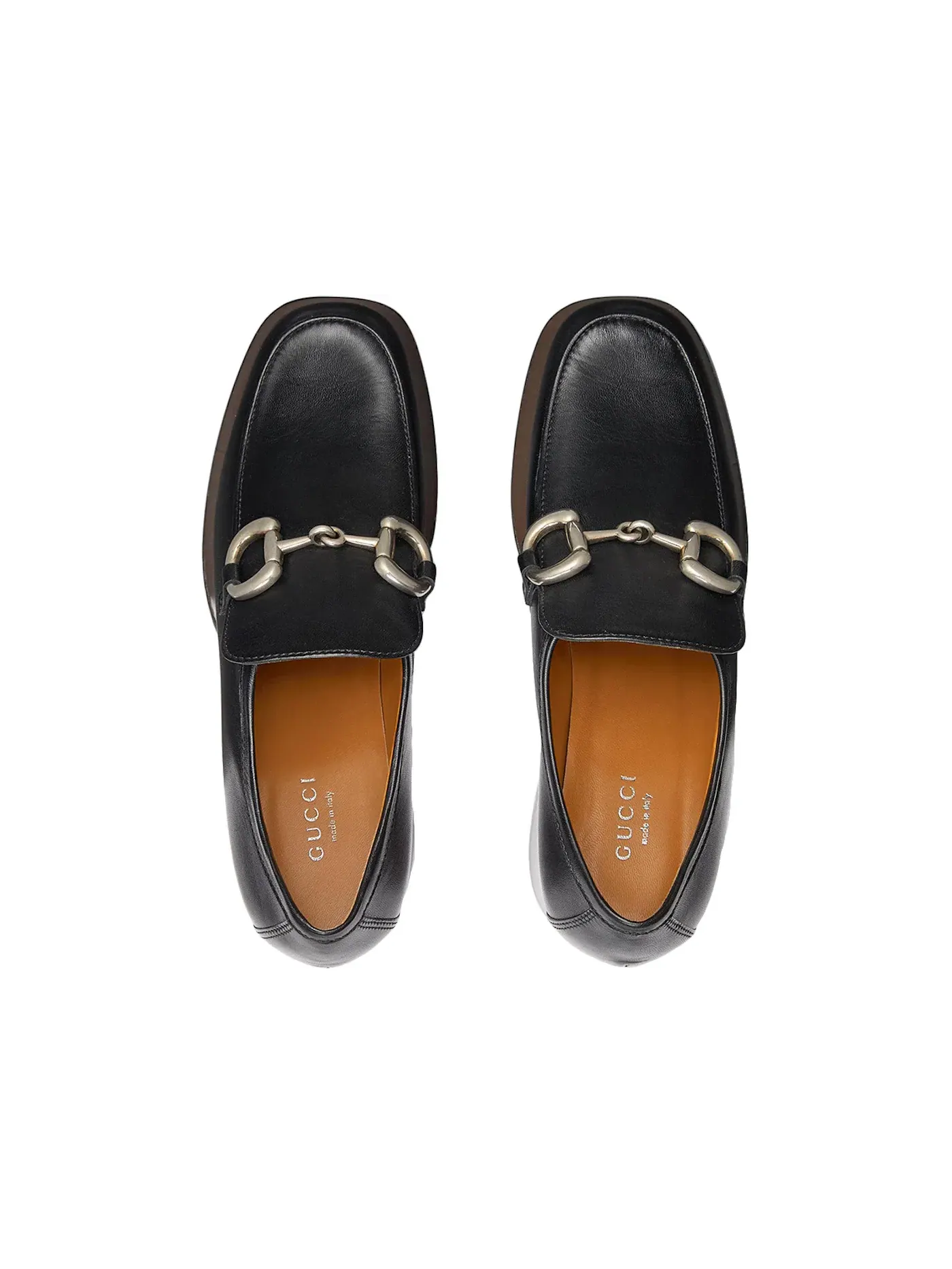 Лоферы женские Gucci Platform Horsebit Loafer на платформе, кожаные — изображение 4 из 4, черный/коричневый