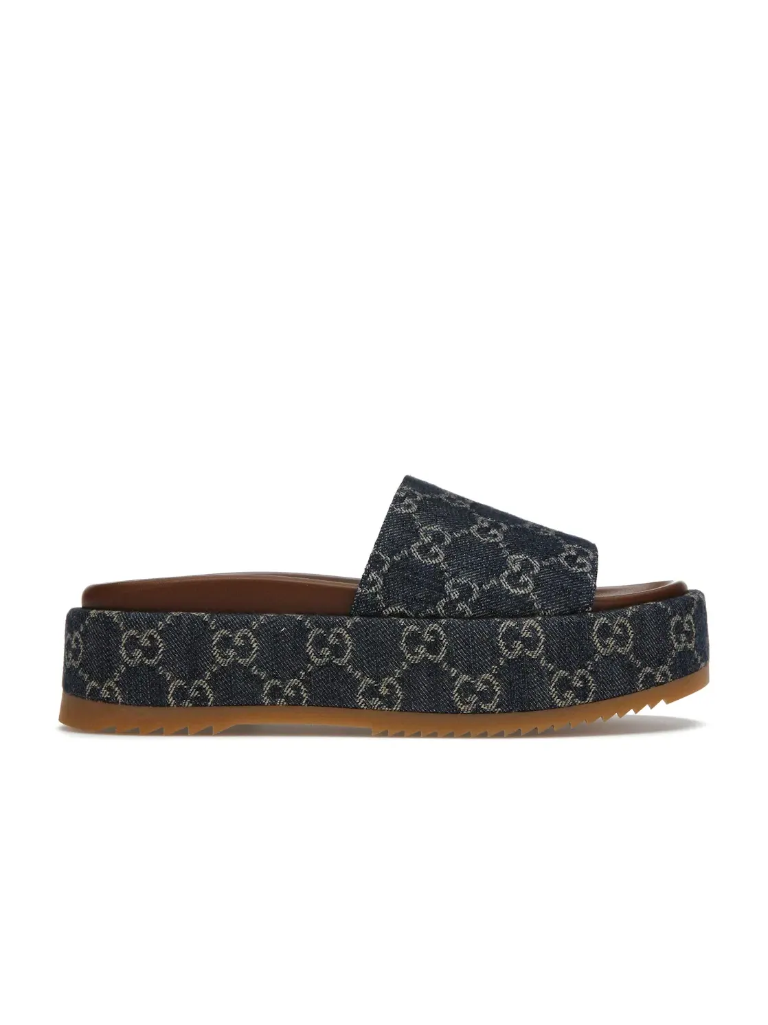 Сандалии женские Gucci Angelina Platform на платформе 55 мм, с принтом GG Jacquard