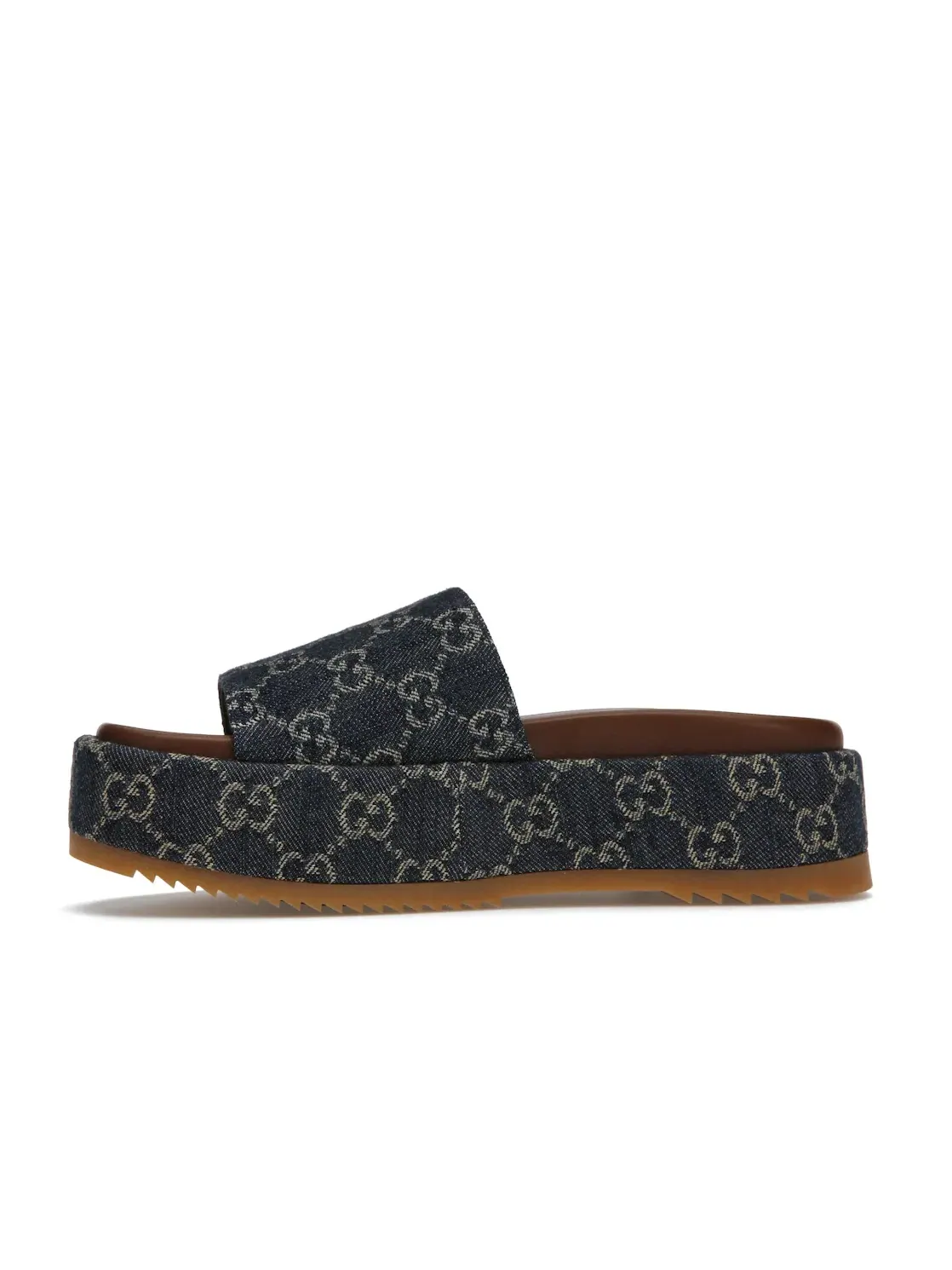 Сандалии женские Gucci Angelina Platform на платформе 55 мм, с принтом GG Jacquard — изображение 3 из 4