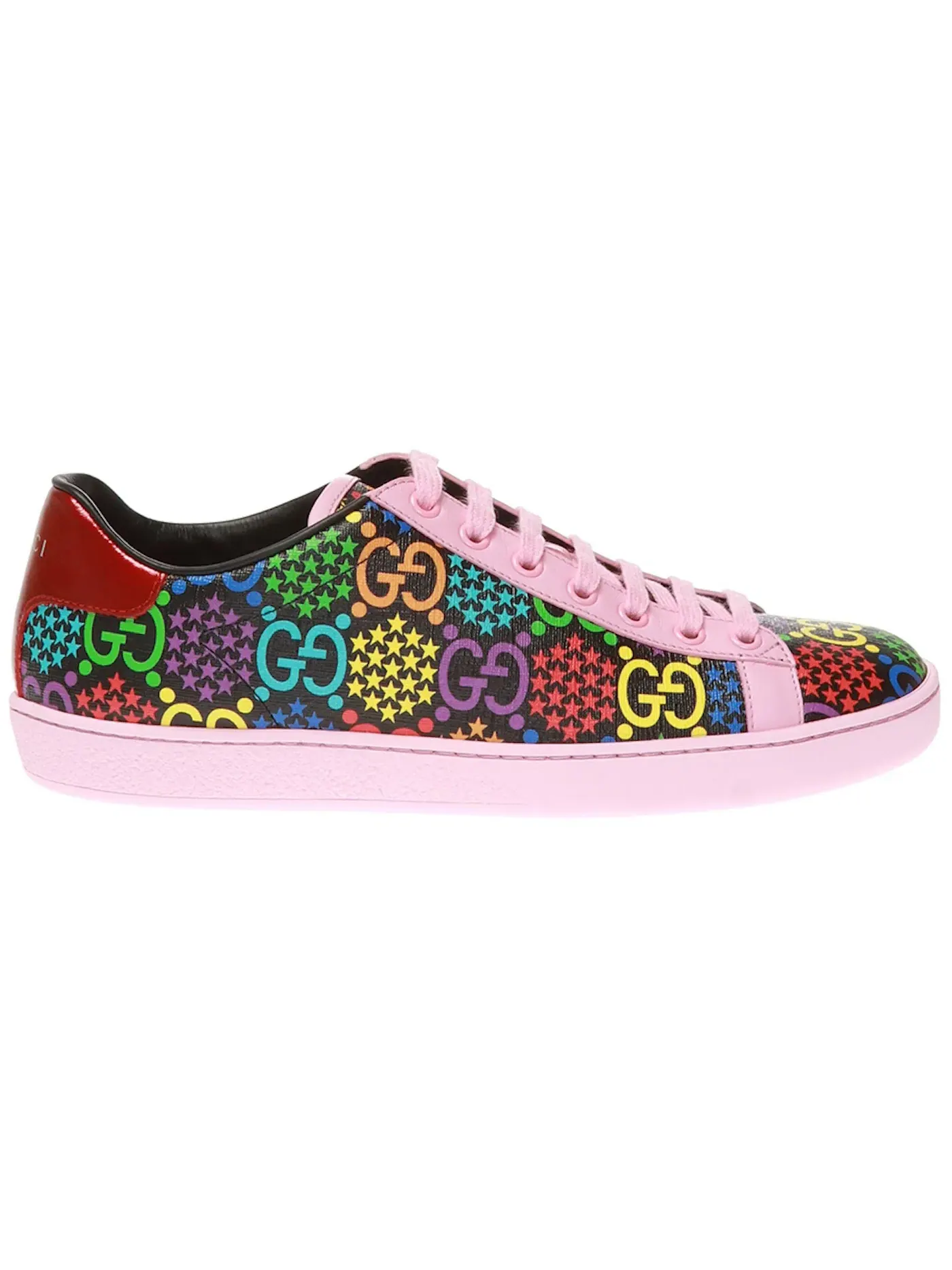 Кроссовки женские Gucci Psychadelic Ace, с принтом — изображение 1 из 1, розовый/красный/мульти