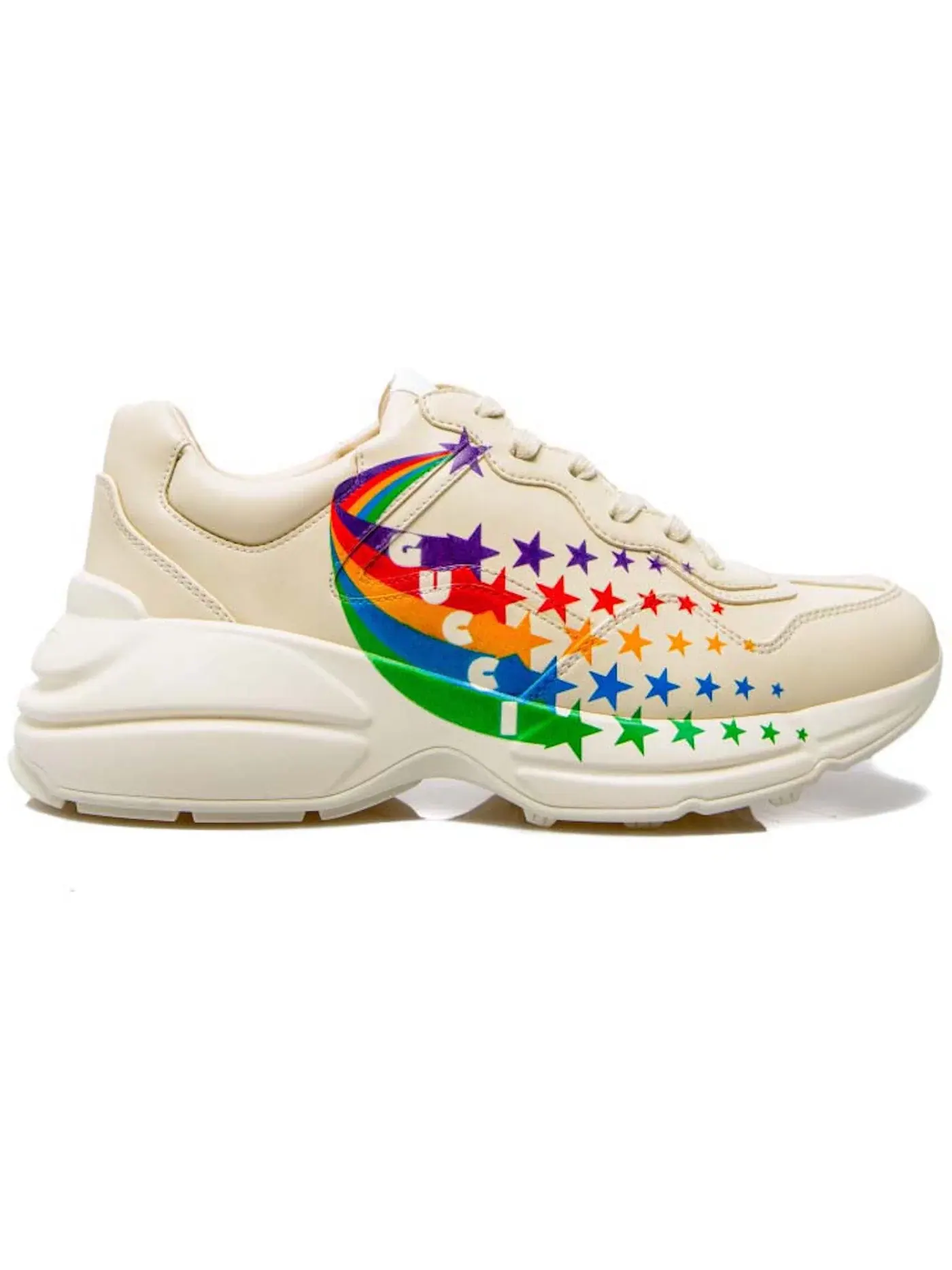 Кеды мужские Gucci Rhyton с принтом Rainbow Star — изображение 1 из 1, бежевый