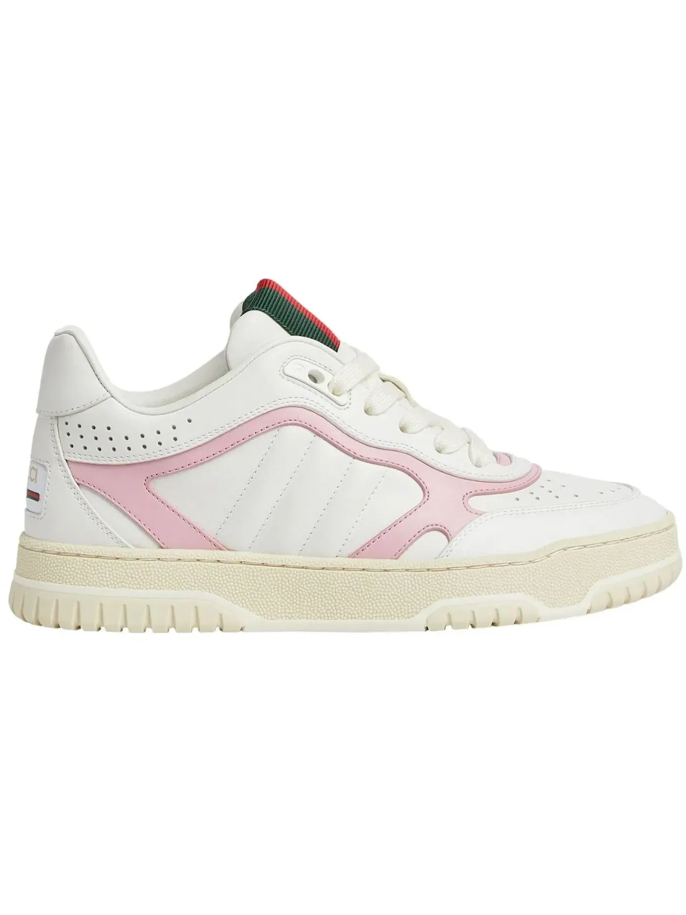 Кроссовки женские Gucci Re-Web Sneaker, низкий профиль, шнуровка — изображение 1 из 1, белый/розовый