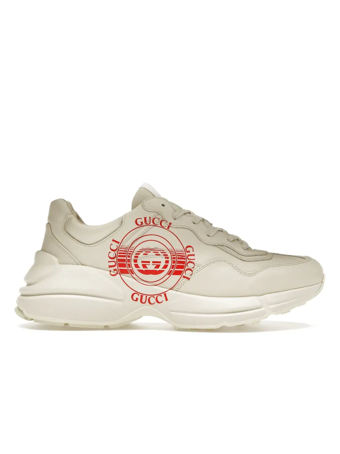 Кроссовки мужские Gucci Rhyton Interlocking Disk кожаные Ivory/Red — изображение 1 из 4, красный