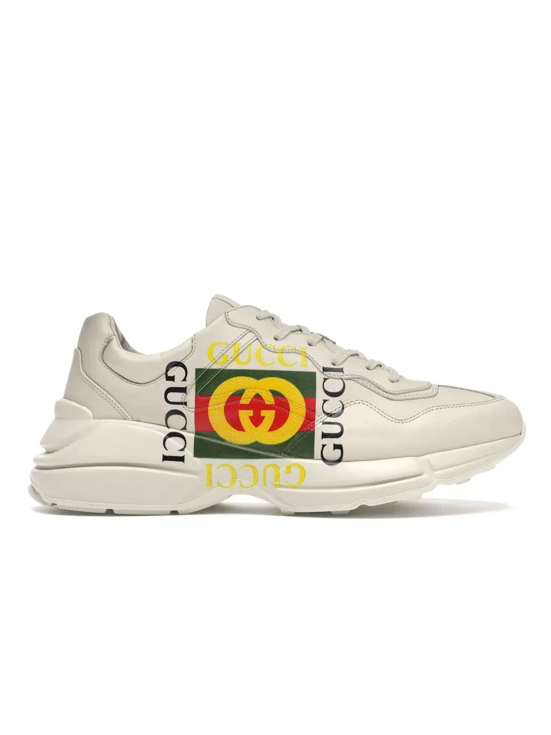 Кроссовки мужские Gucci Rhyton Logo, кожаные — изображение 1 из 4, белый