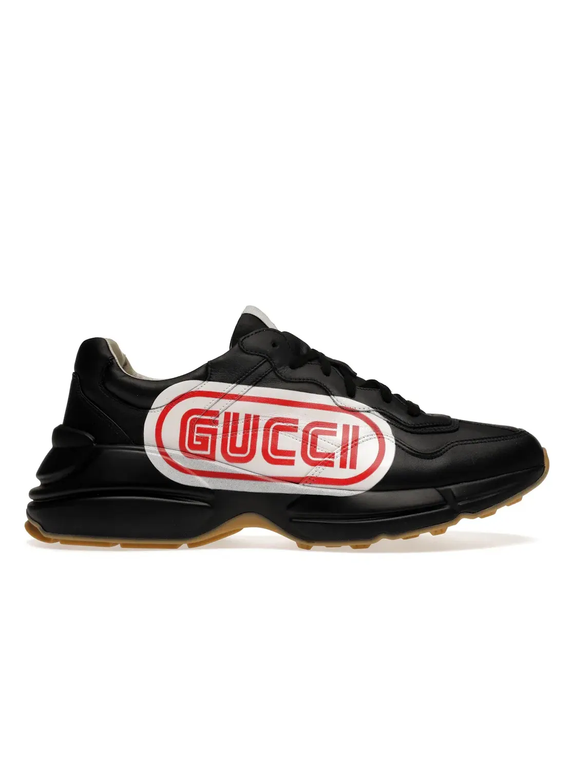 Кроссовки Gucci Rhyton с принтом, кожа — изображение 1 из 4, черный/красный