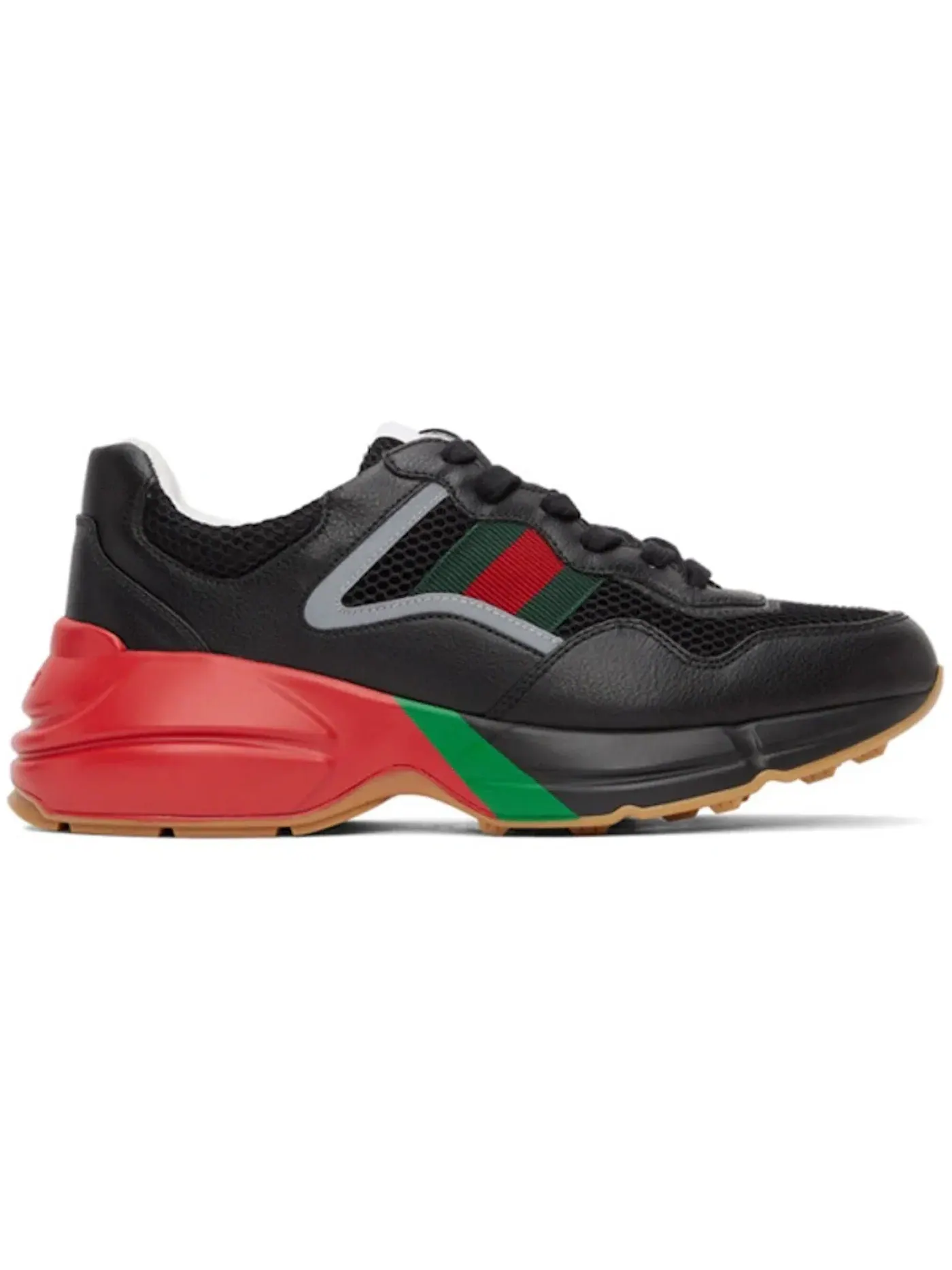 Кроссовки Gucci Rhyton Sneaker, с принтом — изображение 1 из 1, черный/красный/зеленый