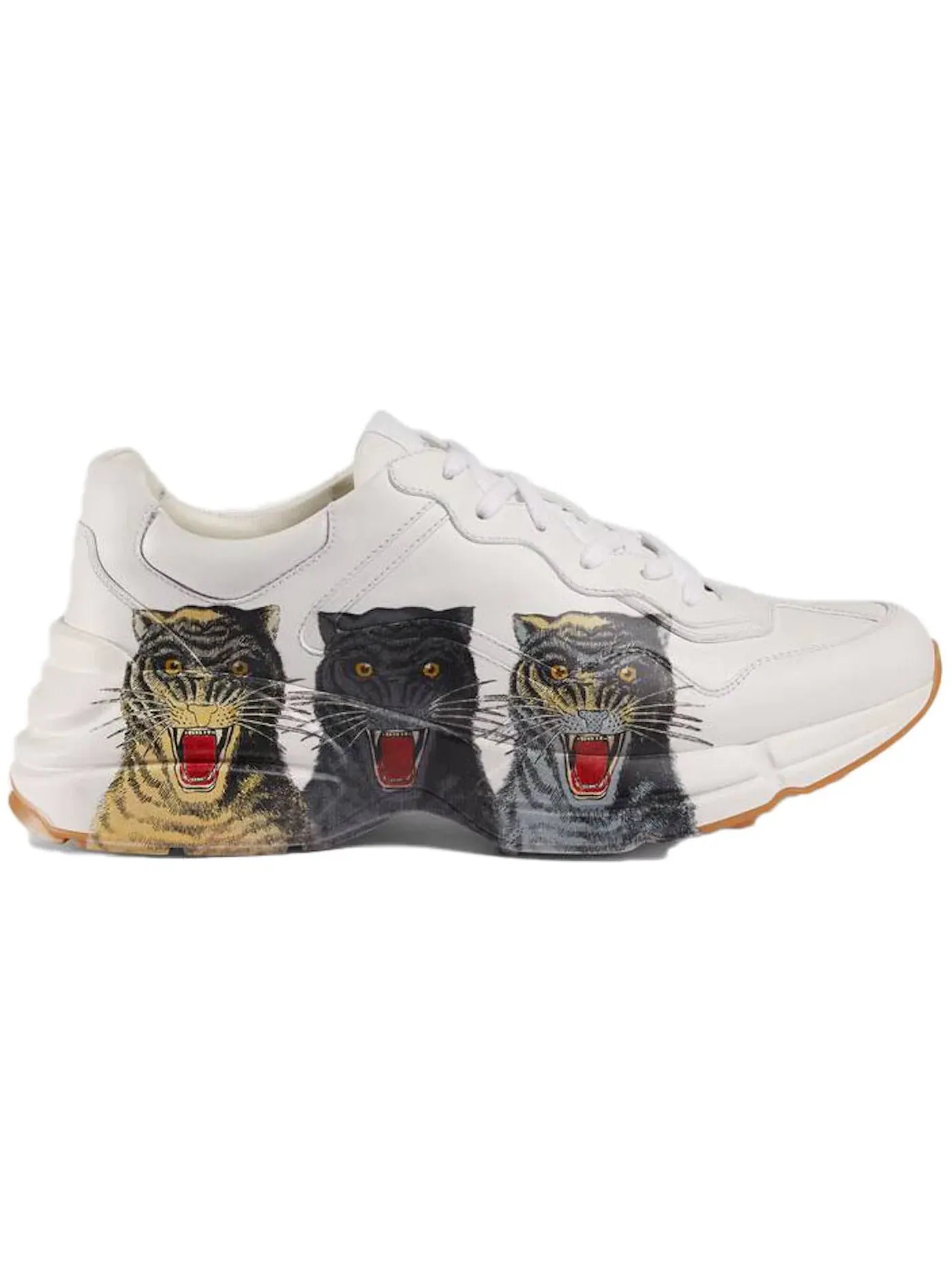 Кеды мужские Gucci Rhyton Tigers, кожаные, с принтом — изображение 1 из 1, белый