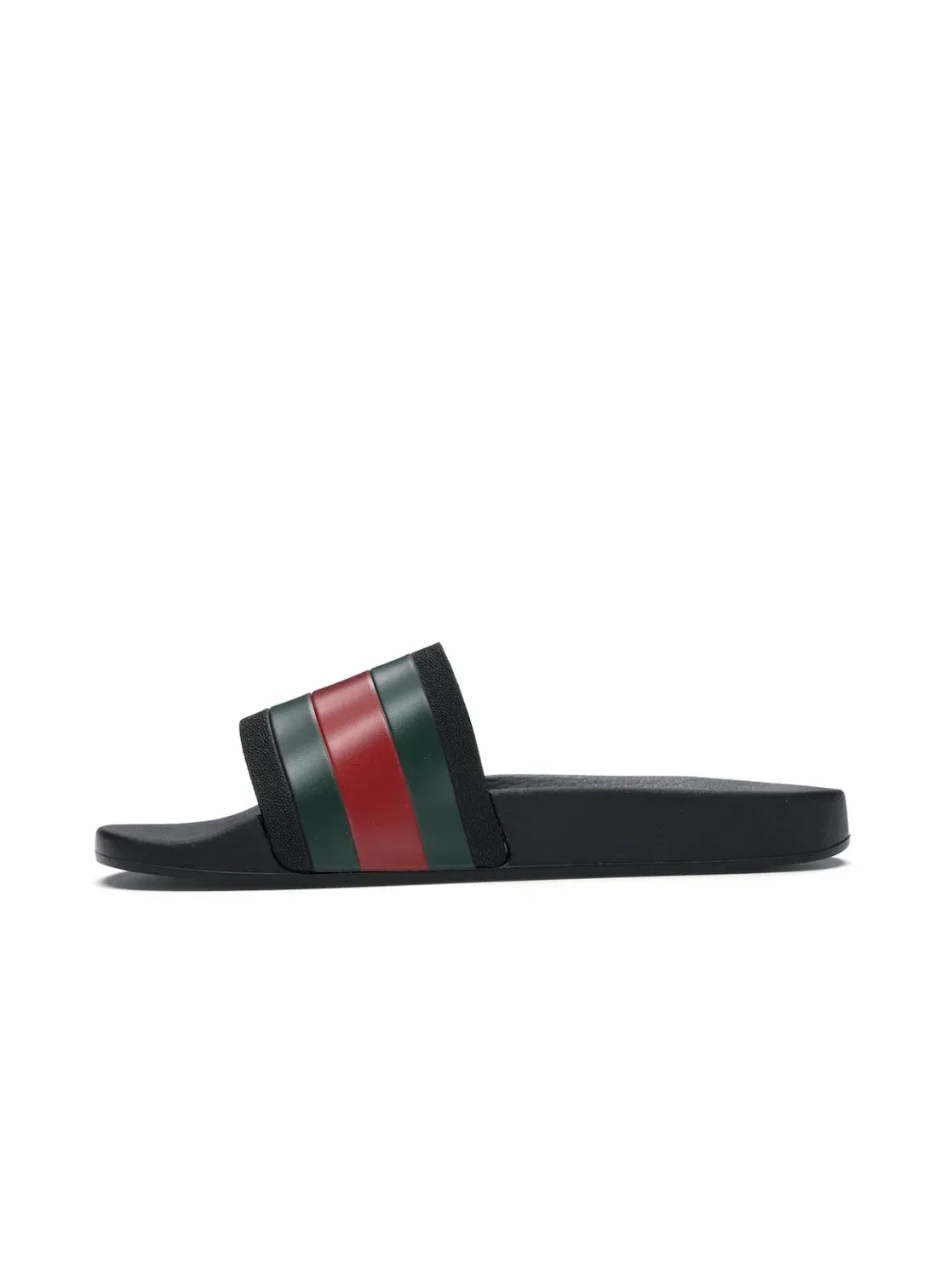 Шлепанцы мужские Gucci с ремешком, с красно-зелеными полосками — изображение 3 из 4, черный