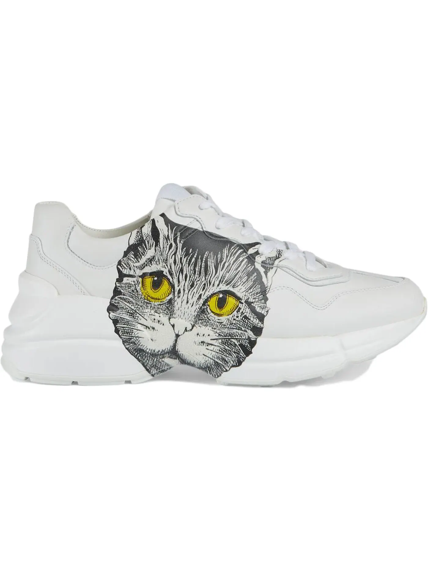 Кроссовки женские Gucci Rhyton с принтом Mystic Cat — изображение 1 из 1, белый