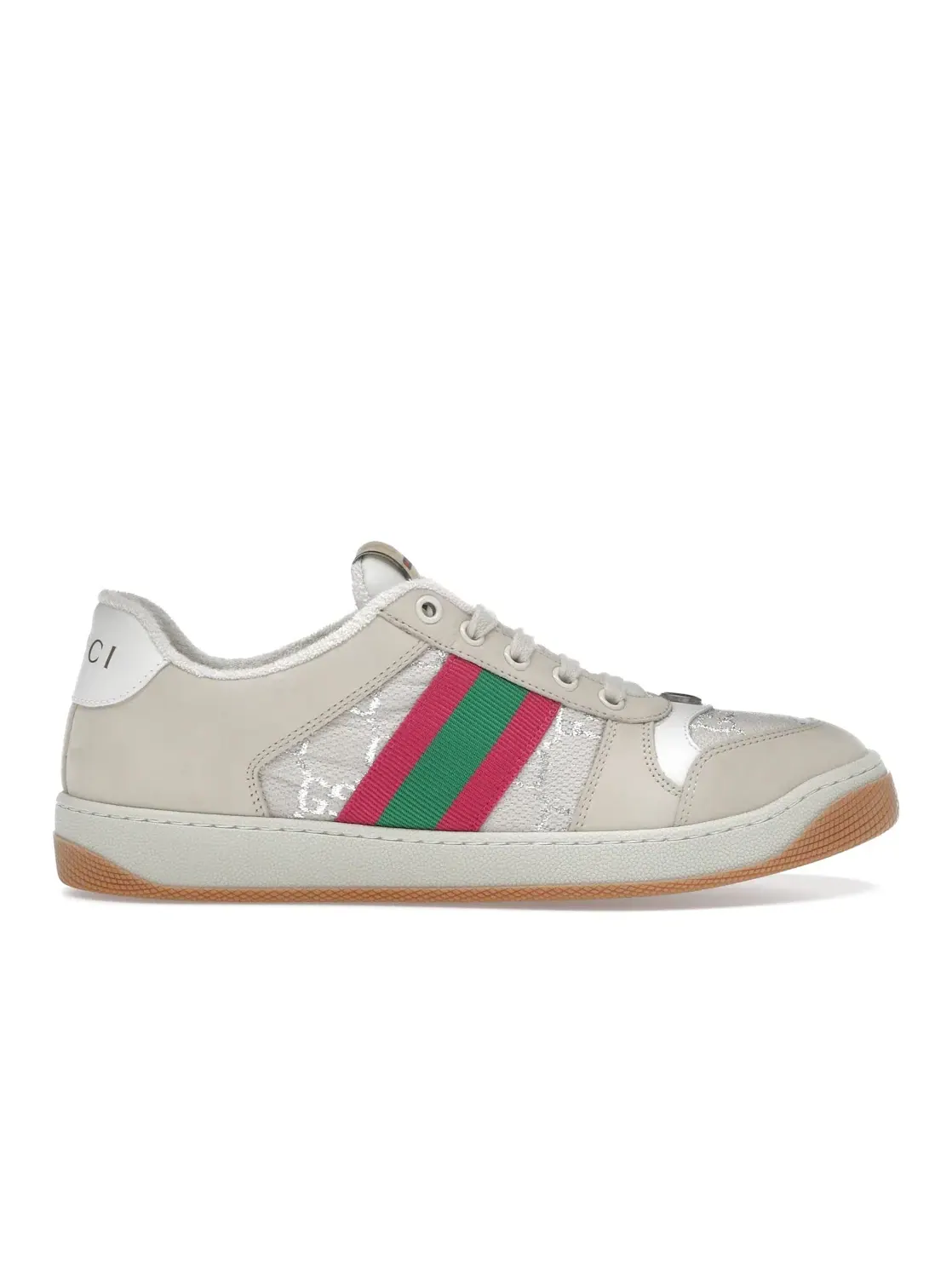 Женские кроссовки Gucci Screener Gucci — изображение 1 из 4, кремовый розовый зеленый