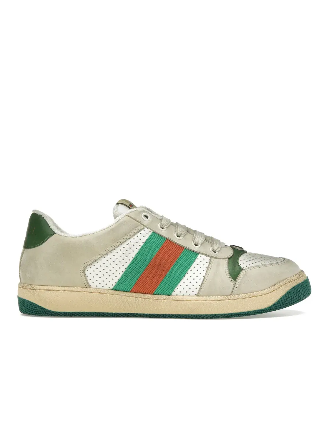 Кроссовки Gucci Screener Distressed, с принтом — изображение 1 из 4, белый/зеленый/красный