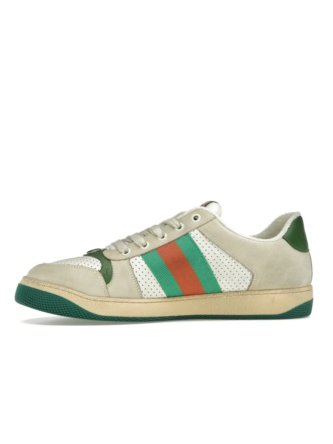 Кроссовки Gucci Screener Distressed, с принтом — изображение 3 из 4, белый/зеленый/красный