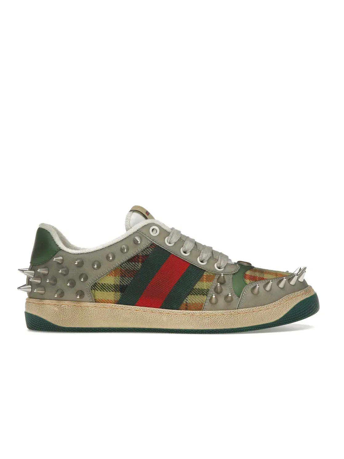 Кроссовки мужские Gucci Screener GG Leather Sneaker, кожаные — изображение 1 из 4, бежевый зеленый