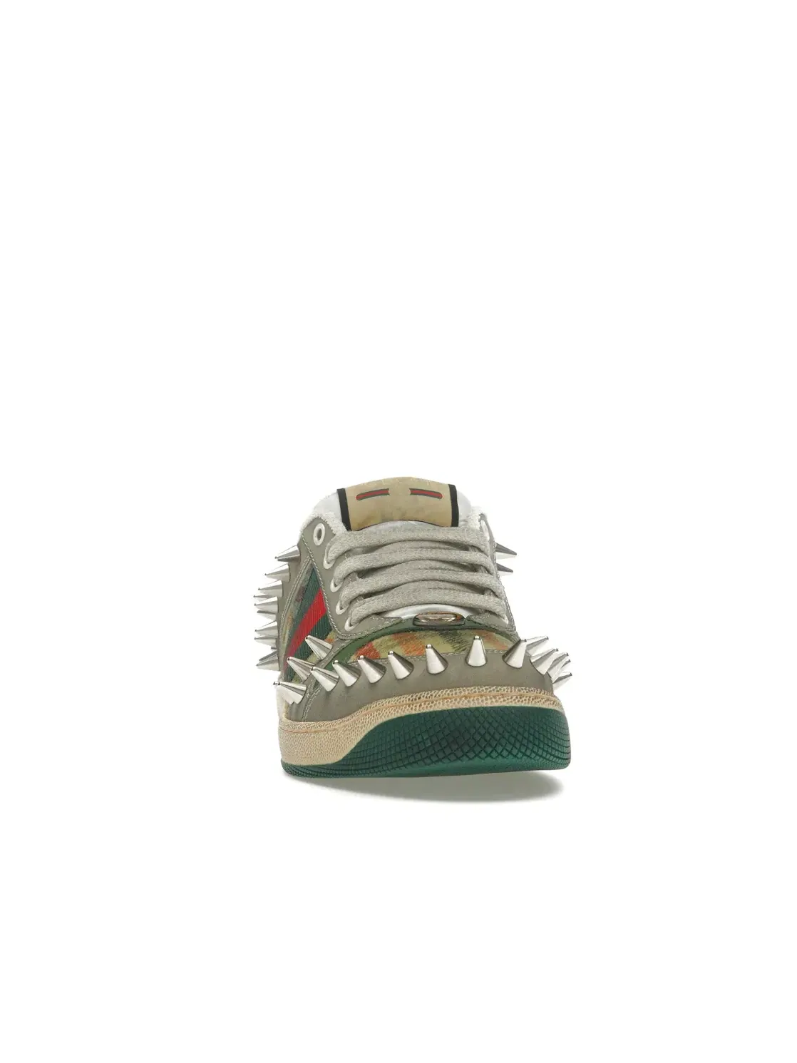 Кроссовки мужские Gucci Screener GG Leather Sneaker, кожаные — изображение 2 из 4, бежевый зеленый