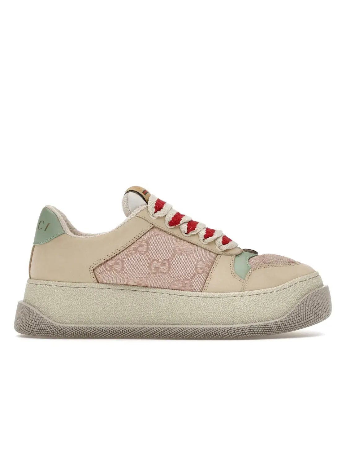 Кеды женские Gucci Screener с принтом GG — изображение 1 из 4, розовый/бежевый