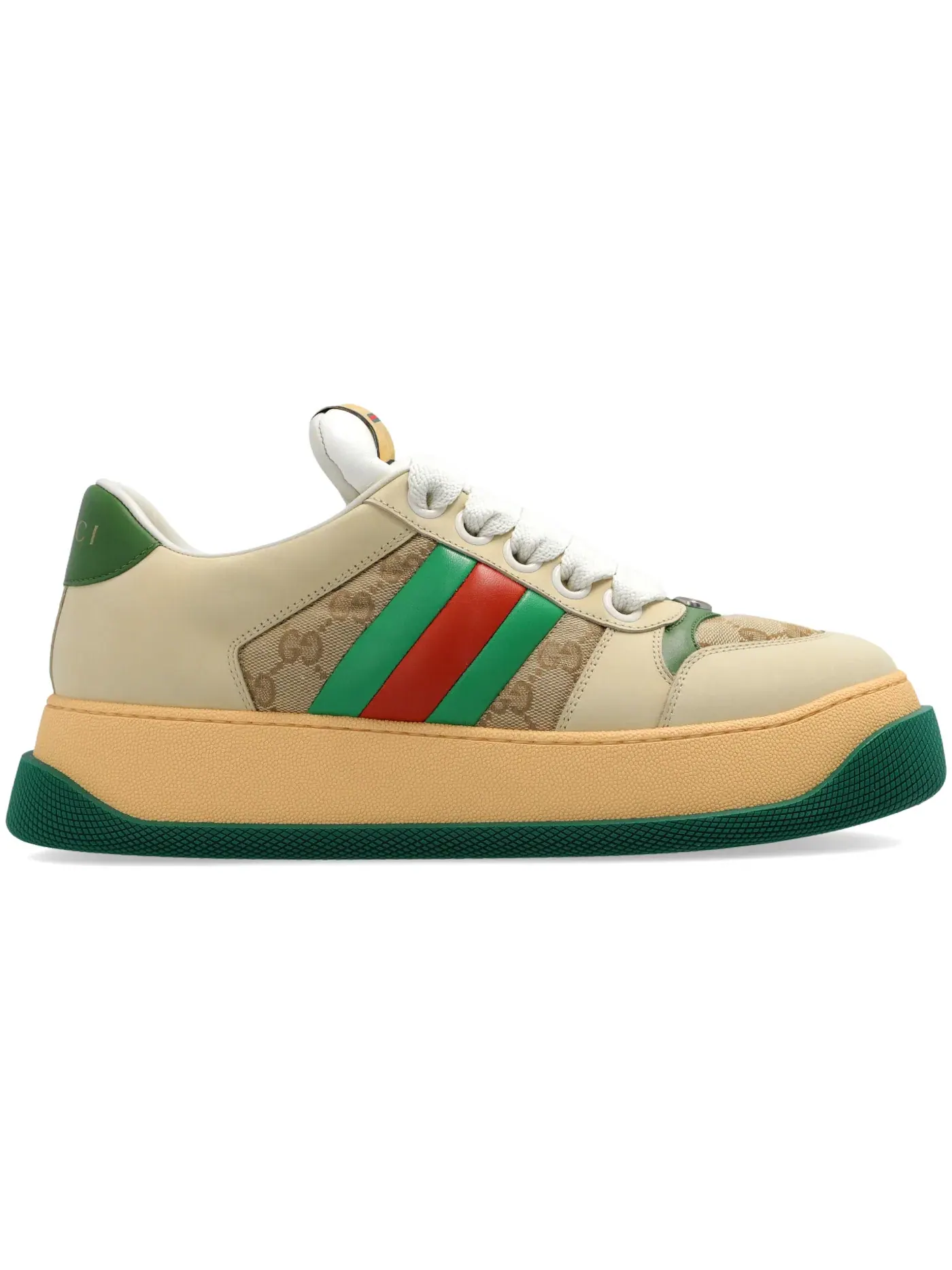 Кроссовки Gucci Screener с принтом GG — изображение 1 из 1, бежевый//зеленый/красный