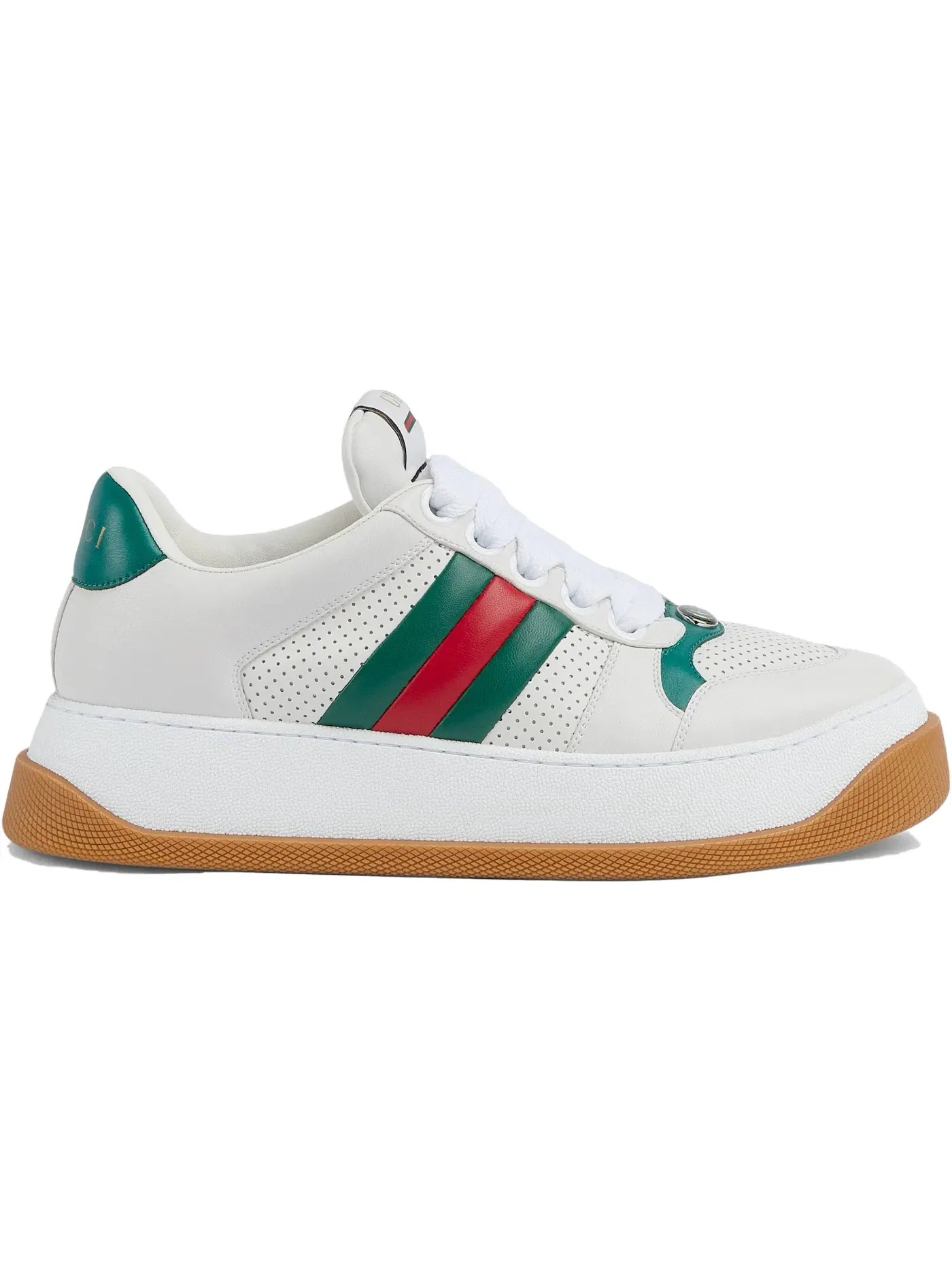 Кроссовки мужские Gucci Screener, с принтом — изображение 1 из 1, белый/зеленый/красный