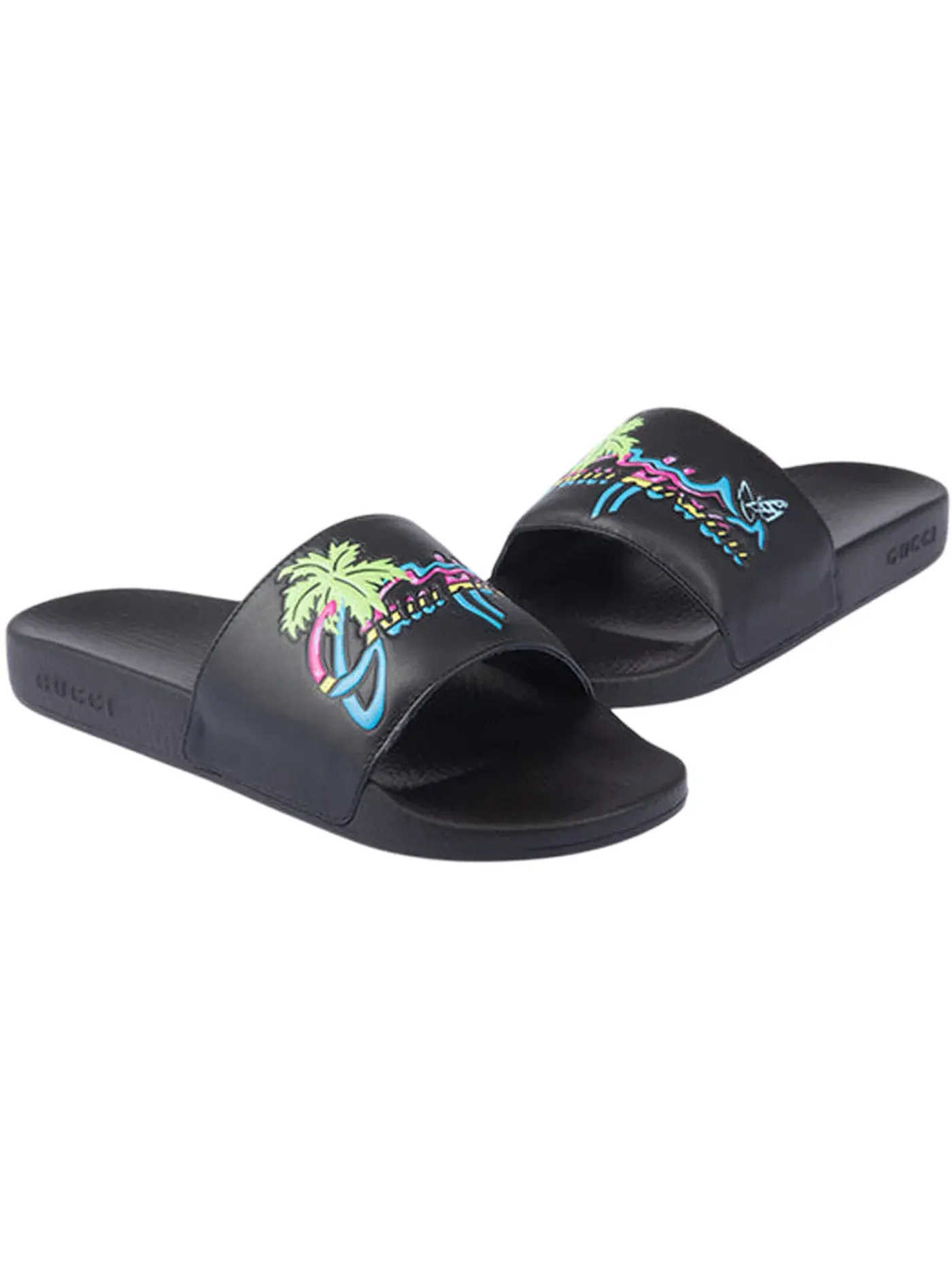 Шлепанцы мужские Gucci Slide, контрастный дизайн — изображение 5 из 5, черный мульти