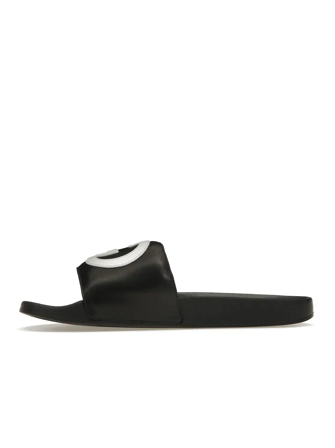 Шлепанцы женские Gucci Slide, кожаные — изображение 3 из 4, черный/белый