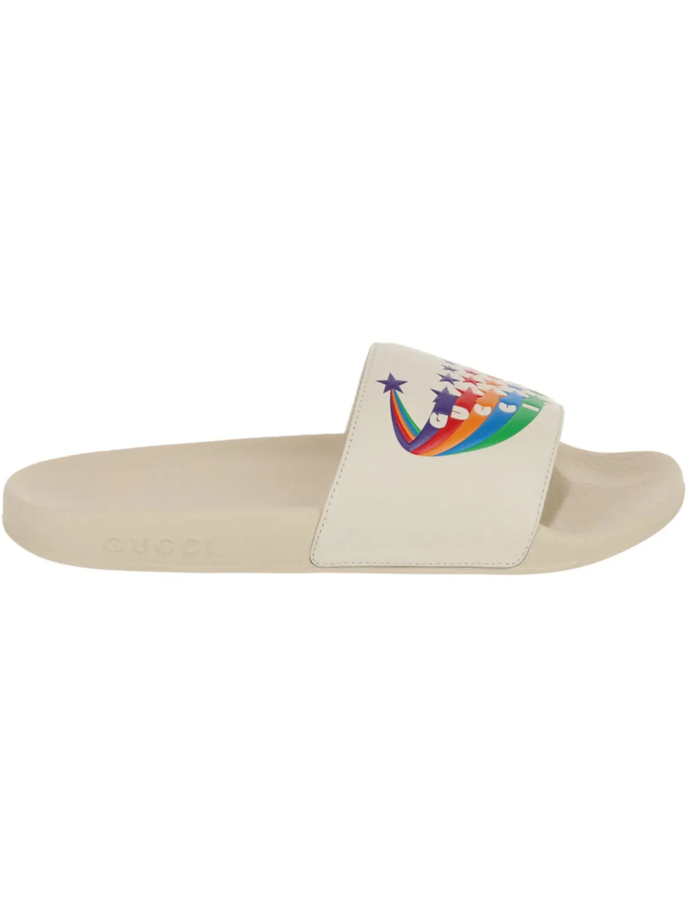 Шлепанцы женские Gucci Slide с принтом Rainbow Pursuit