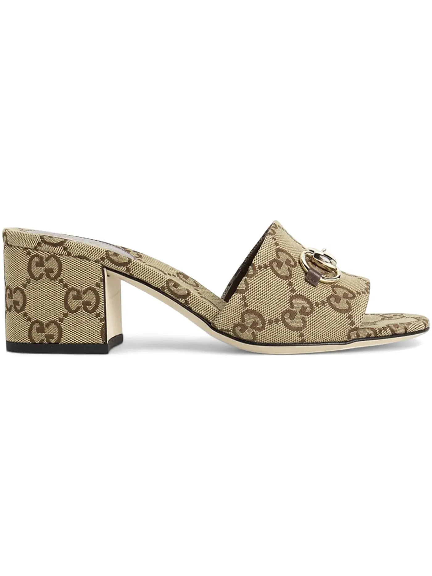 Шлепанцы женские Gucci GG Camel Brown, из канваса