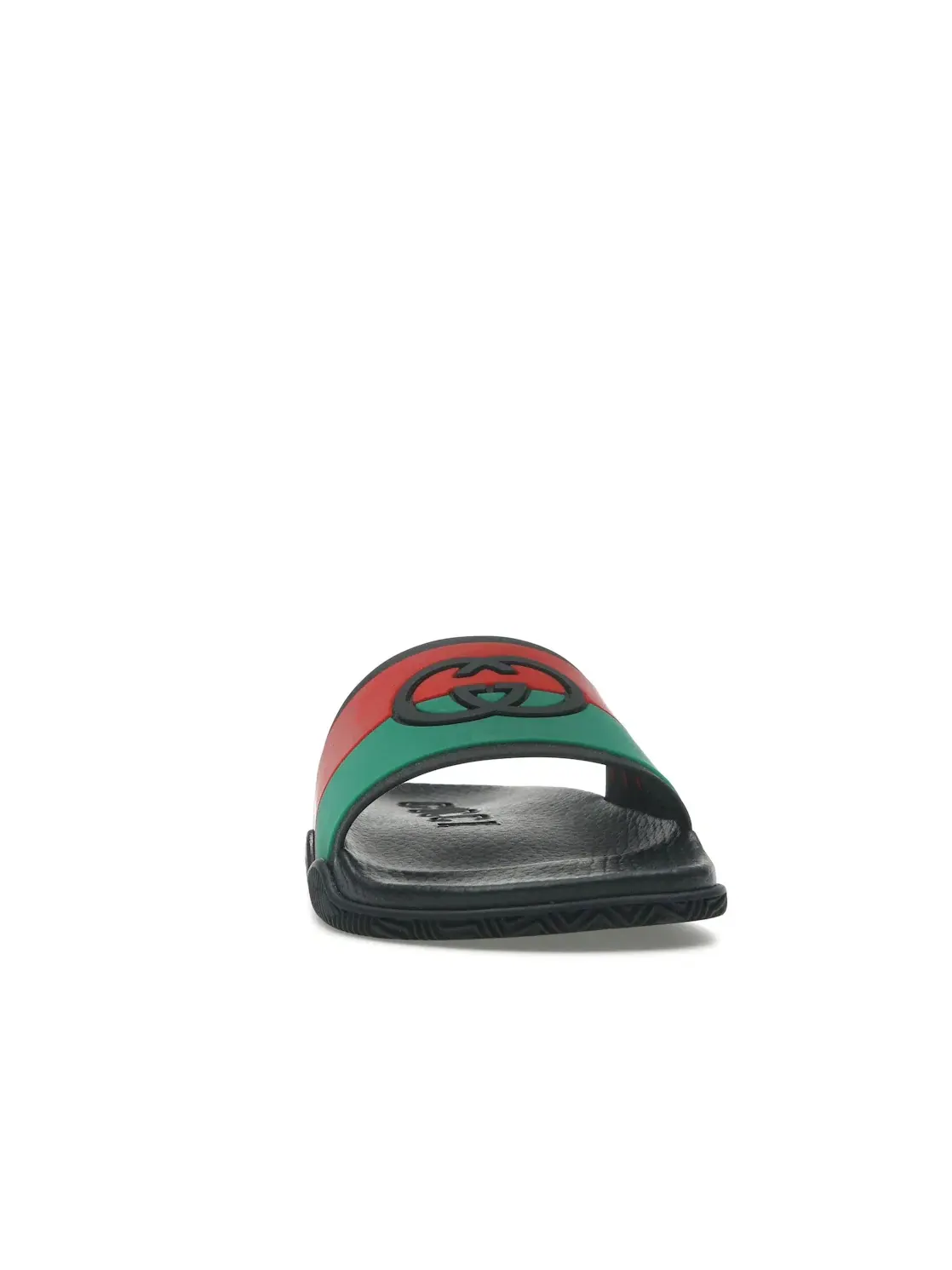 Шлепанцы женские Gucci Slides с принтом Interlocking G — изображение 2 из 4, черный/красный/зеленый
