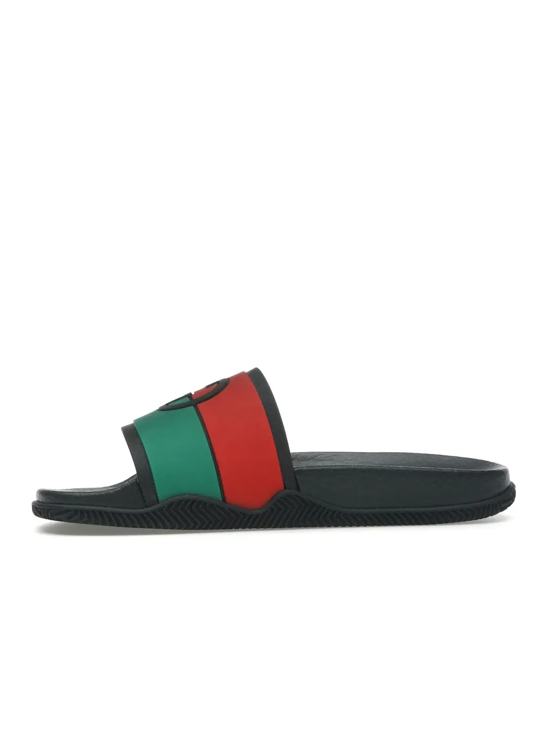 Шлепанцы женские Gucci Slides с принтом Interlocking G — изображение 3 из 4, черный/красный/зеленый