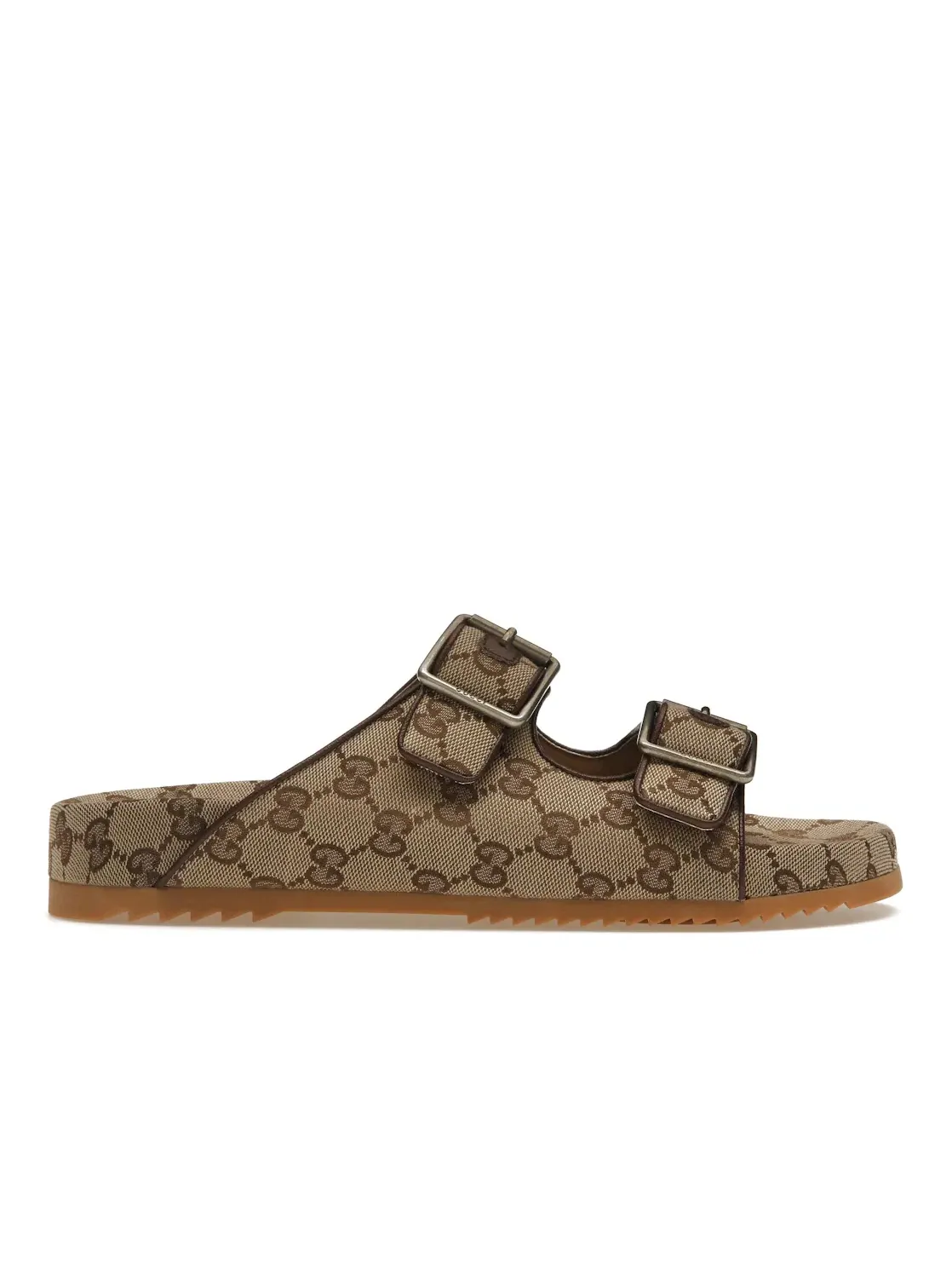 Сандалии-слайды Gucci Strap Slide Sandal, Original GG Canvas — изображение 1 из 4, бежево-черный