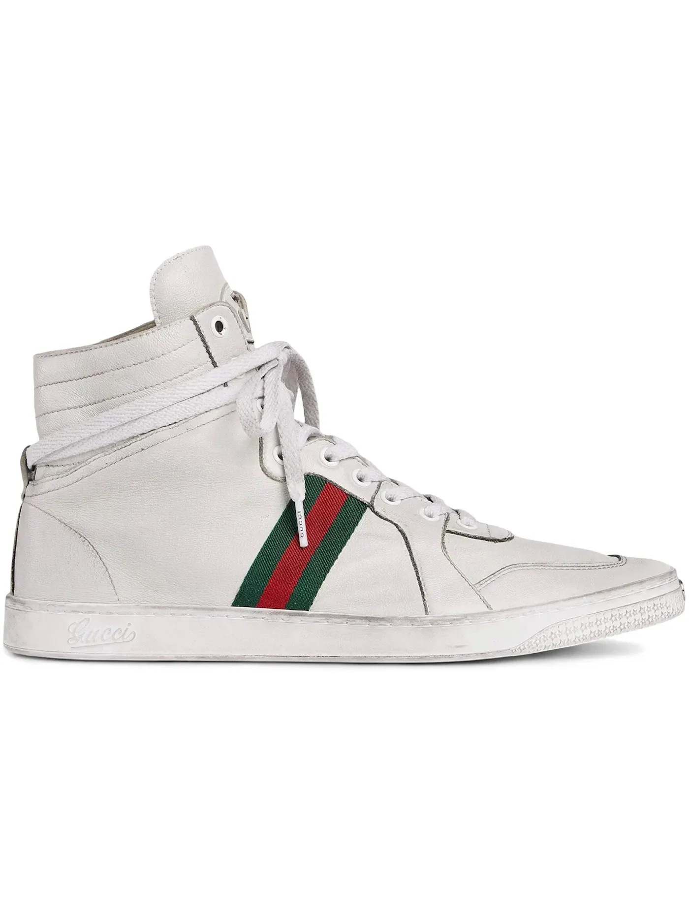 Кроссовки мужские Gucci Stretch High-Top Sneaker, высокие — изображение 1 из 1, белый