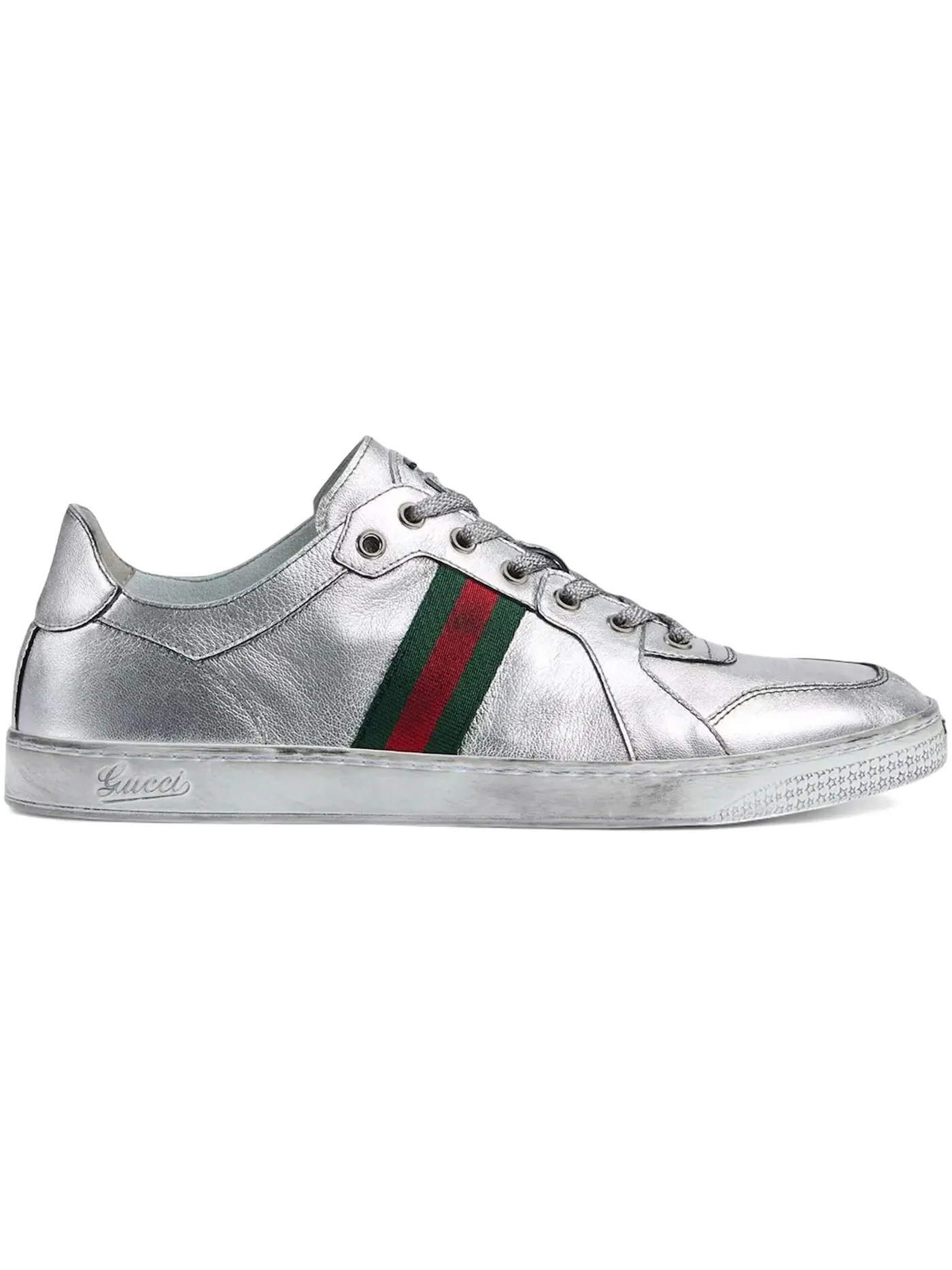 Кроссовки мужские Gucci Stretch Low-Top Sneaker, с металлическим эффектом — изображение 1 из 1, металлик серебристый