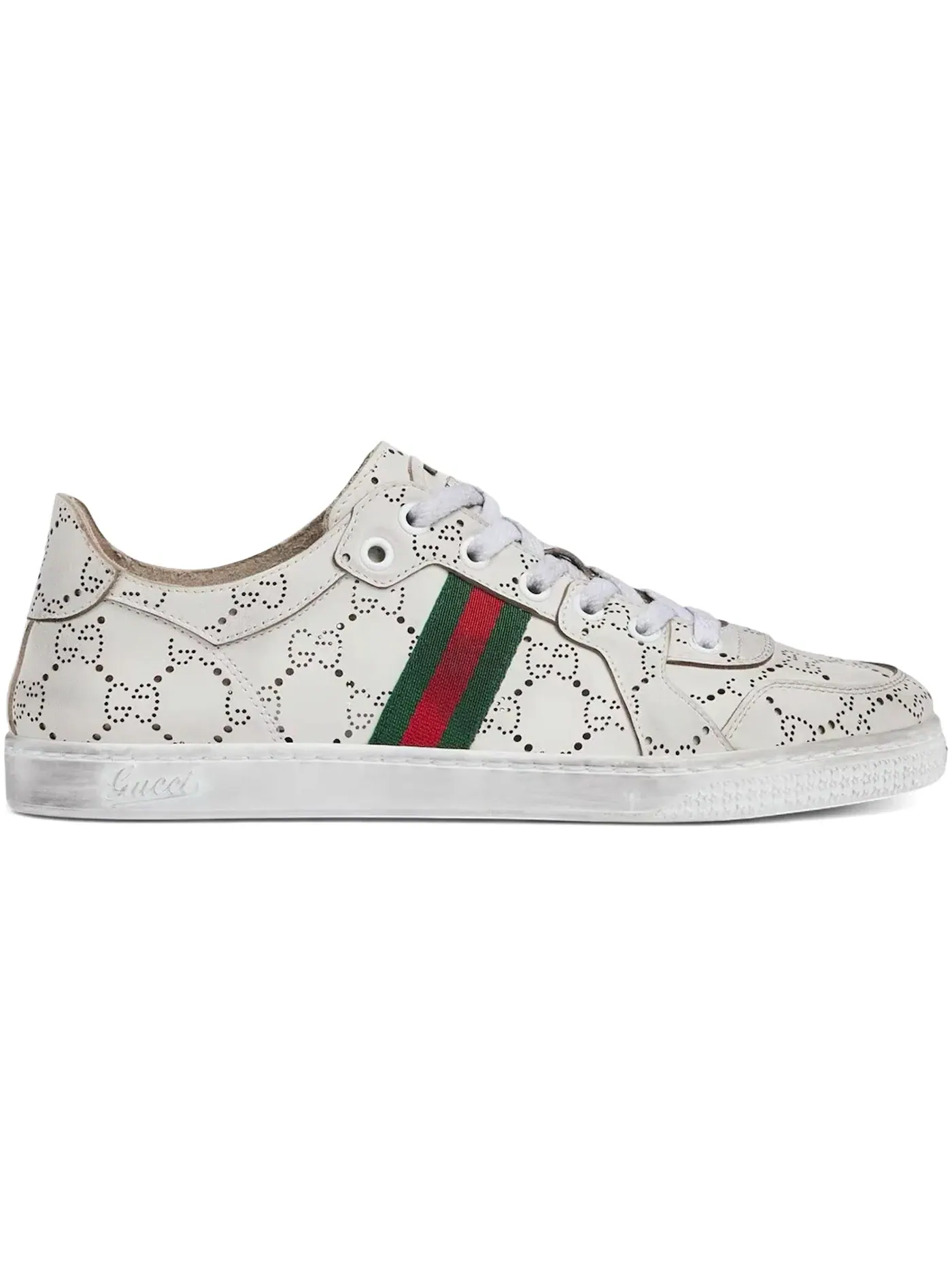 Кроссовки мужские Gucci Stretch Low-Top Sneaker, с принтом GG — изображение 1 из 1, белый