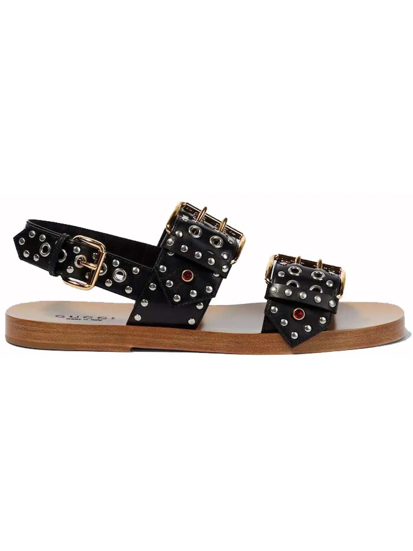 Сандалии мужские Gucci Studded Embellished Leather Sandals — изображение 1 из 2, черный